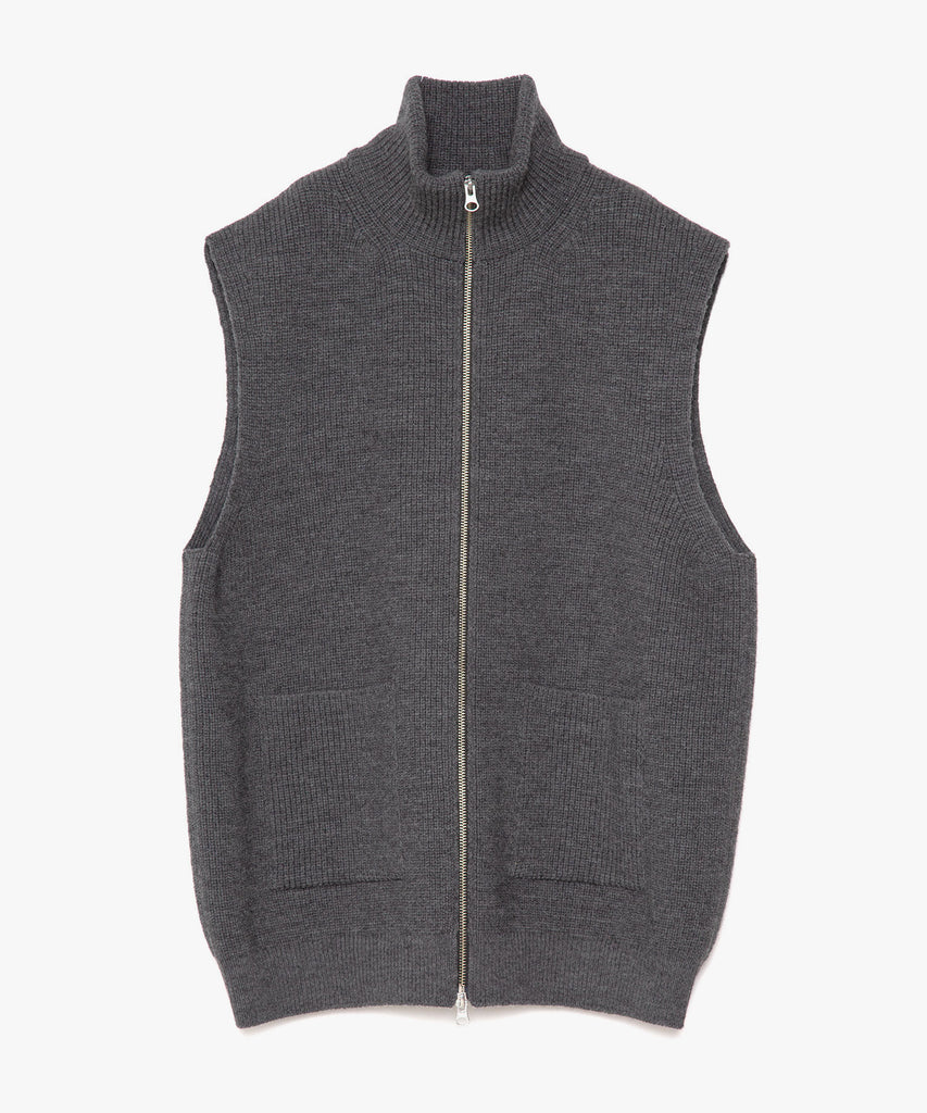 Mulesing Free Wool Knit Zip Vest｜UNDECORATED(アンデコレイテッド