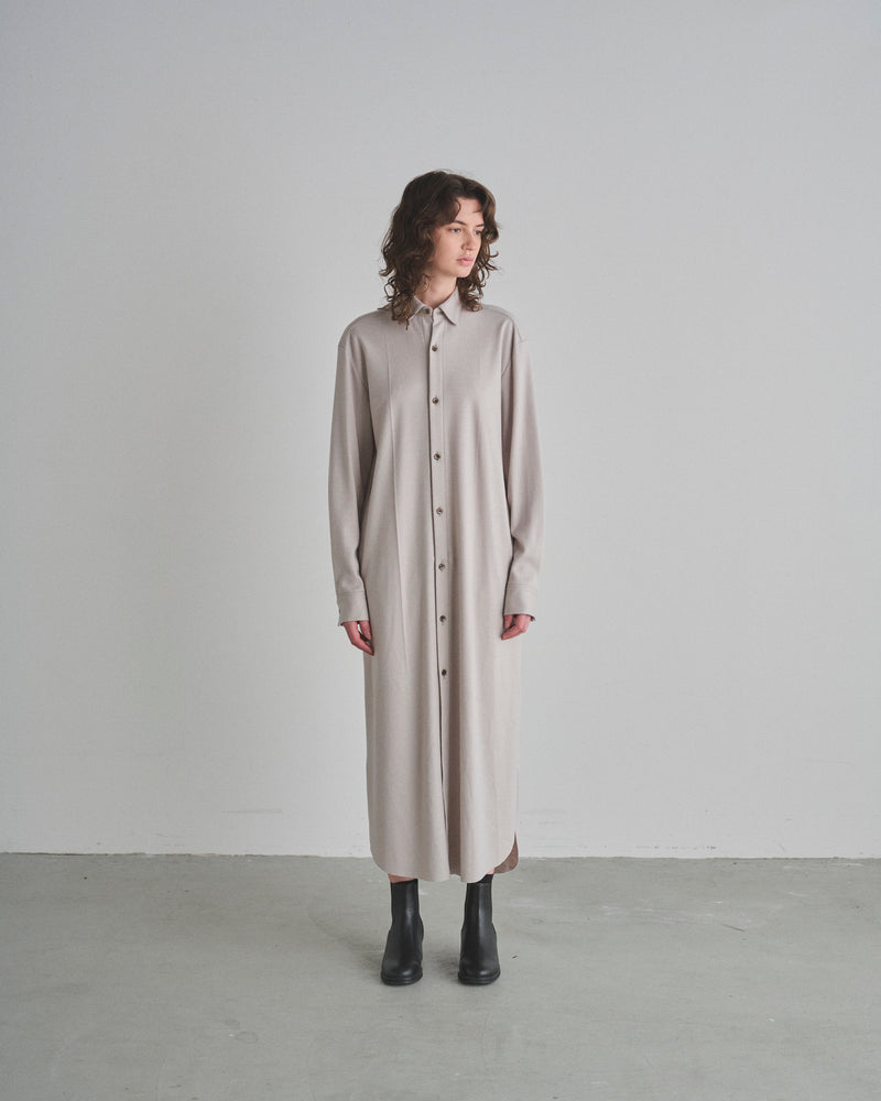 Wool Knit Smooth Shirt Dress