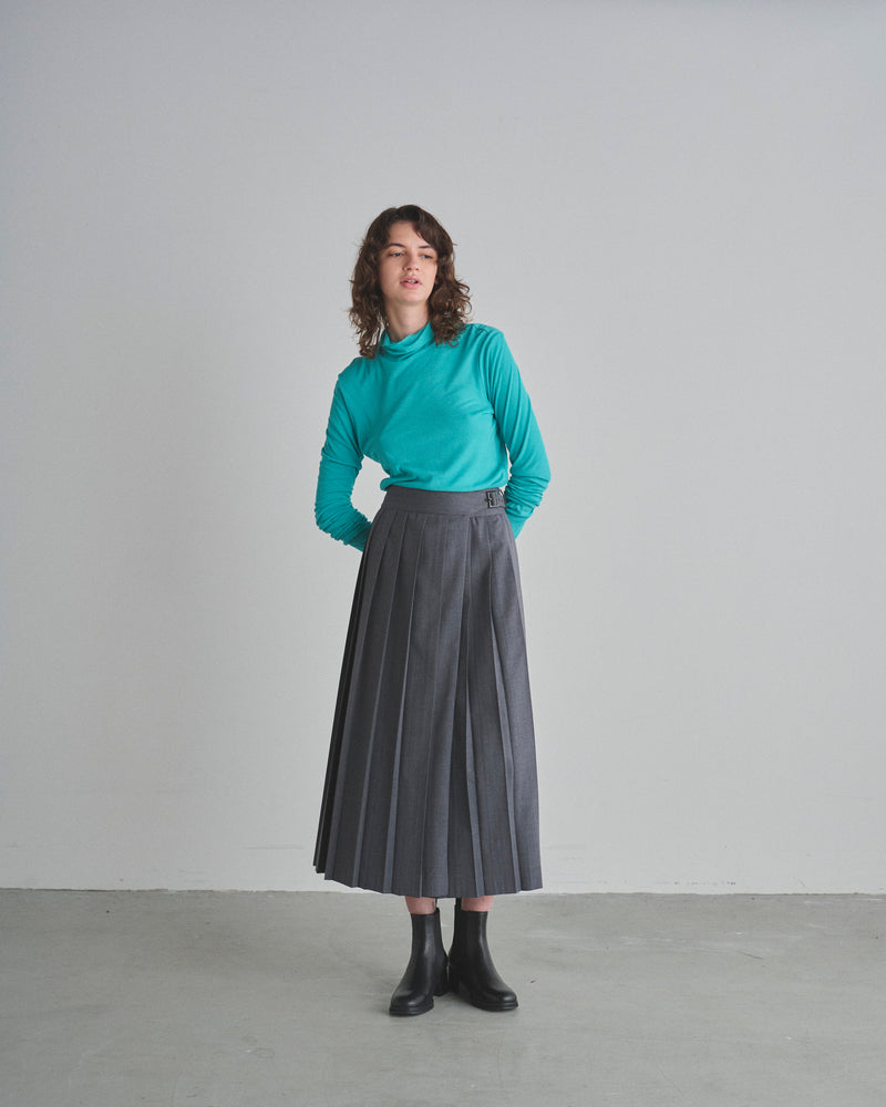 Recycled Polyester / Wool Pleated Skirt