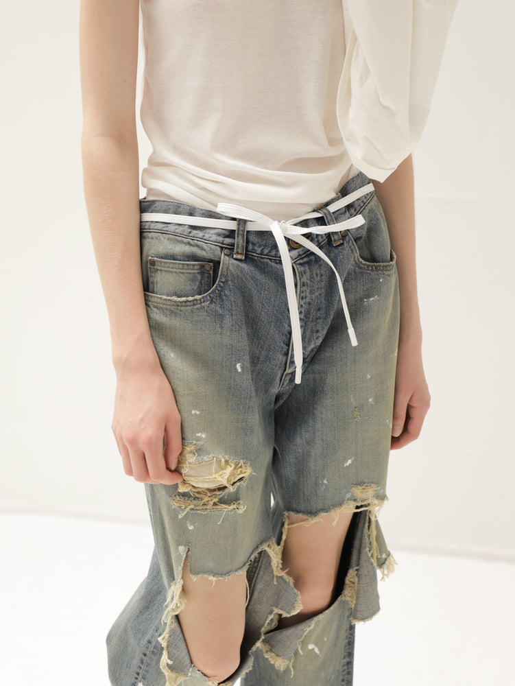 Cow Leather Shoelace Belt