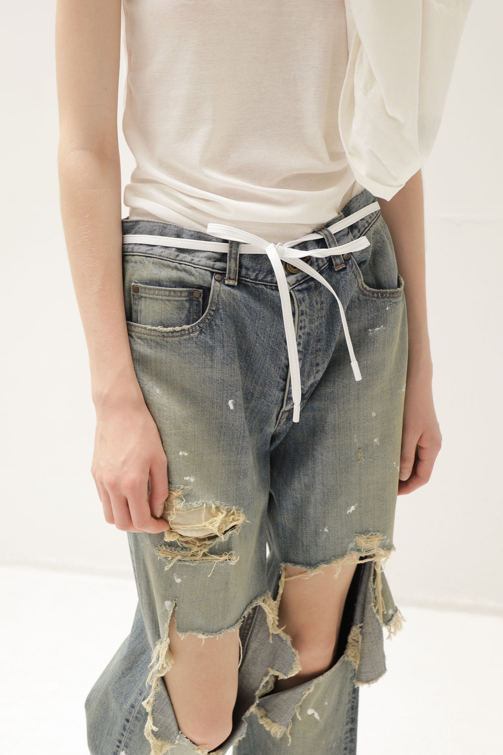 Cow Leather Shoelace Belt