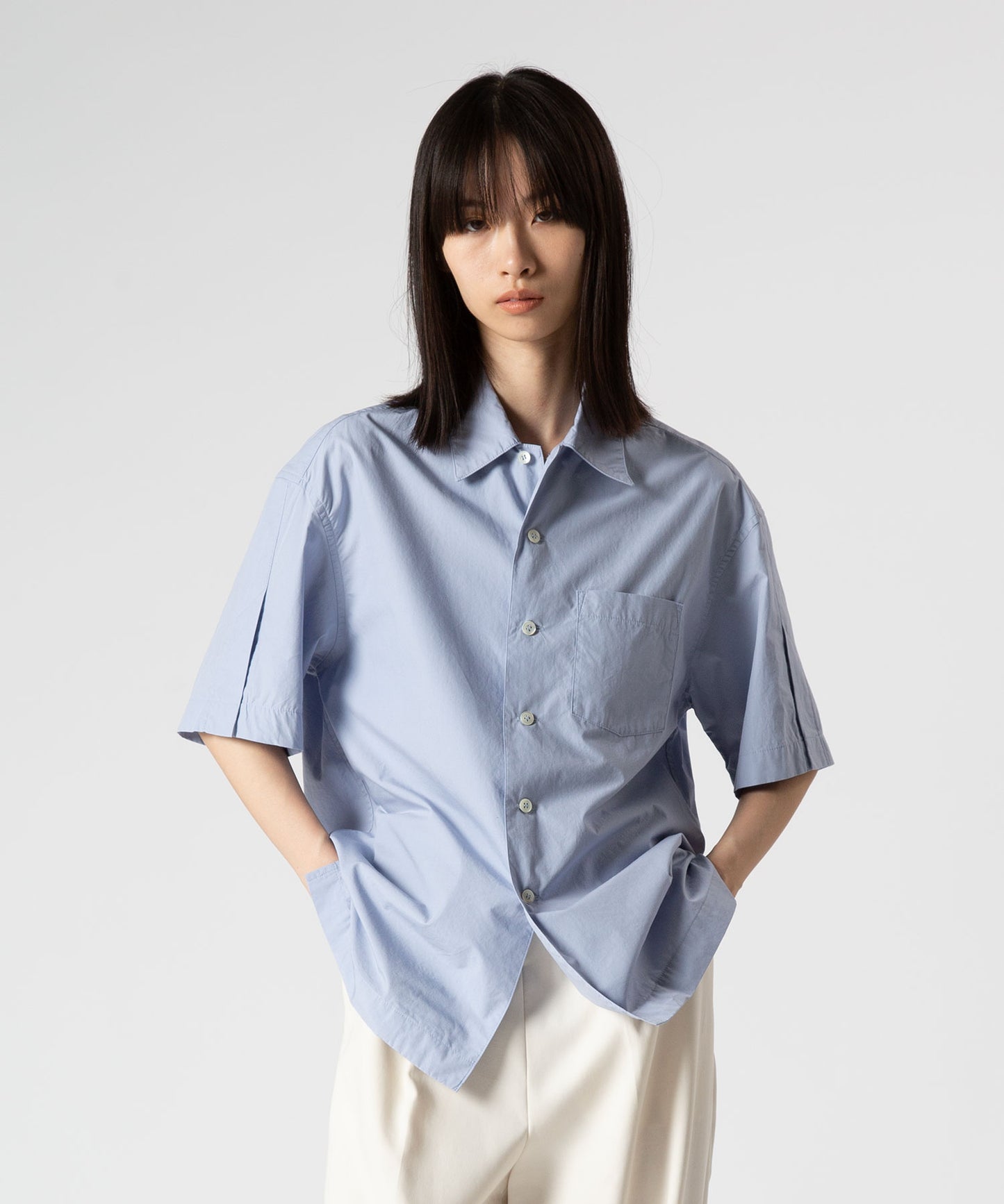 Cotton Slit Short-Sleeve Shirt