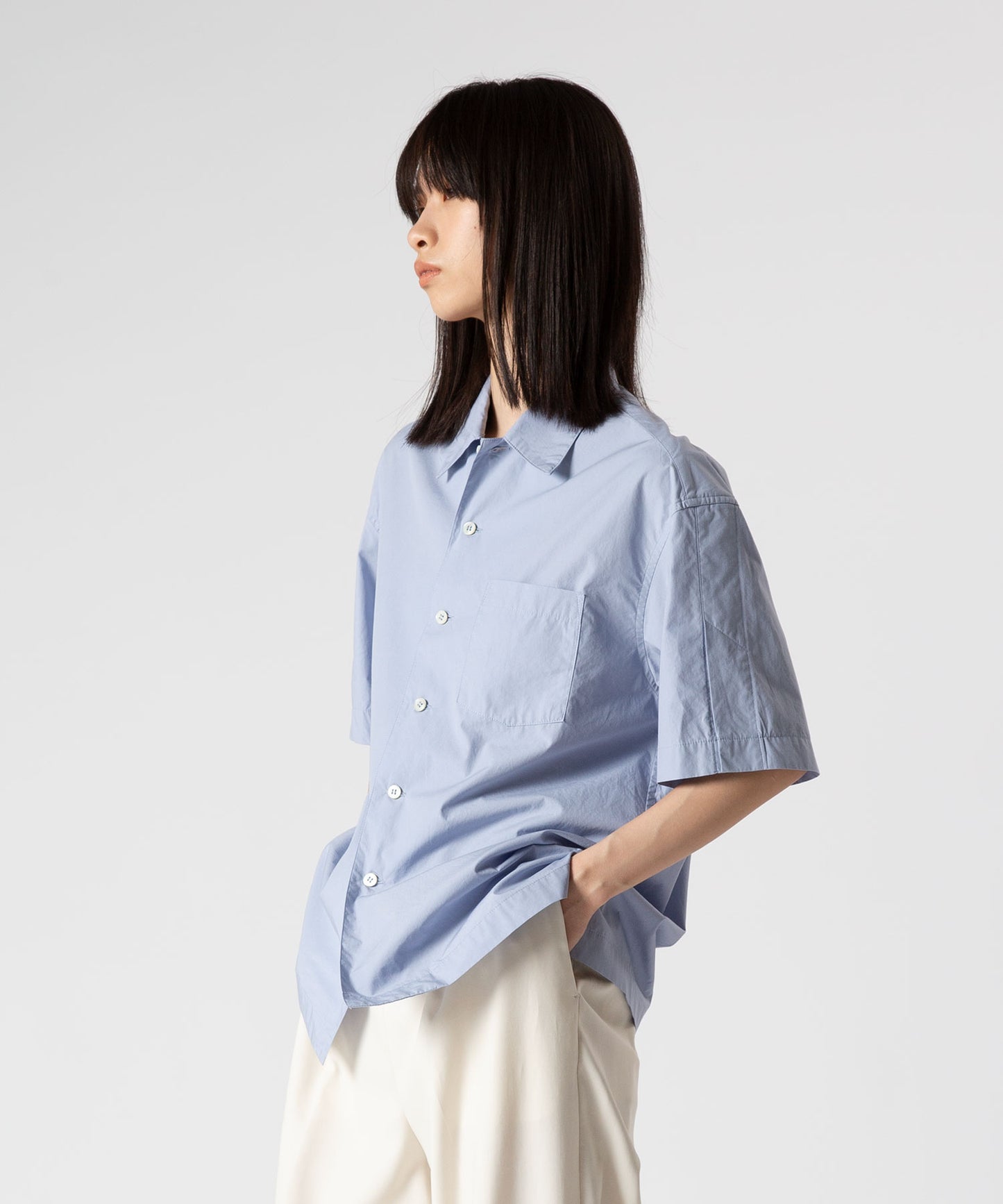 Cotton Slit Short-Sleeve Shirt