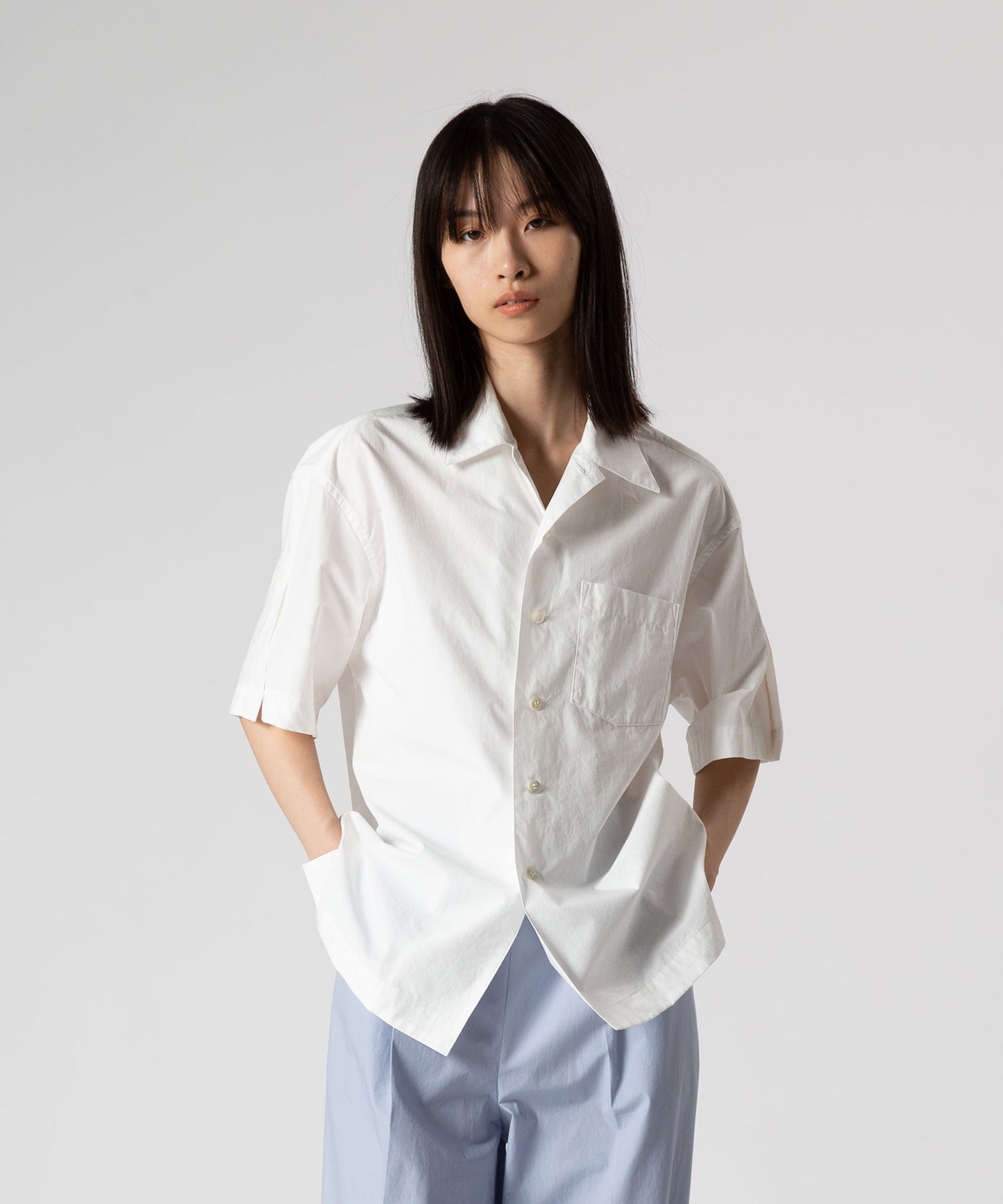 Cotton Slit Short-Sleeve Shirt