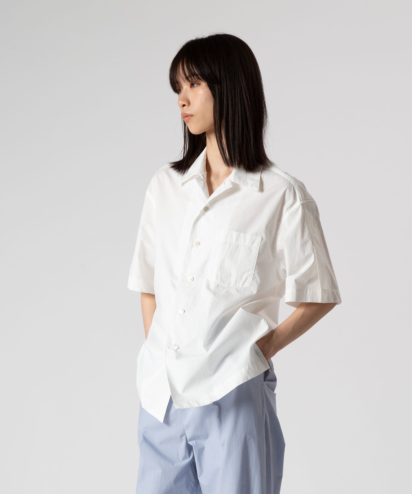 Cotton Slit Short-Sleeve Shirt