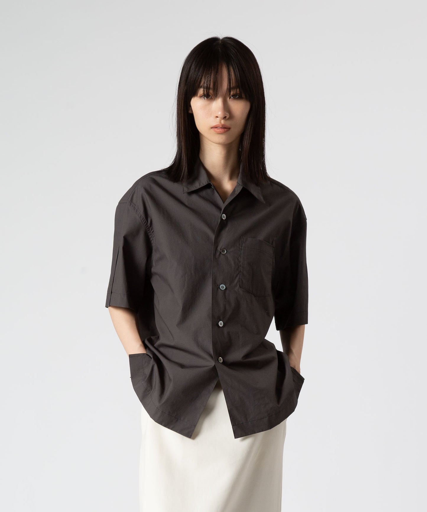 Cotton Slit Short-Sleeve Shirt