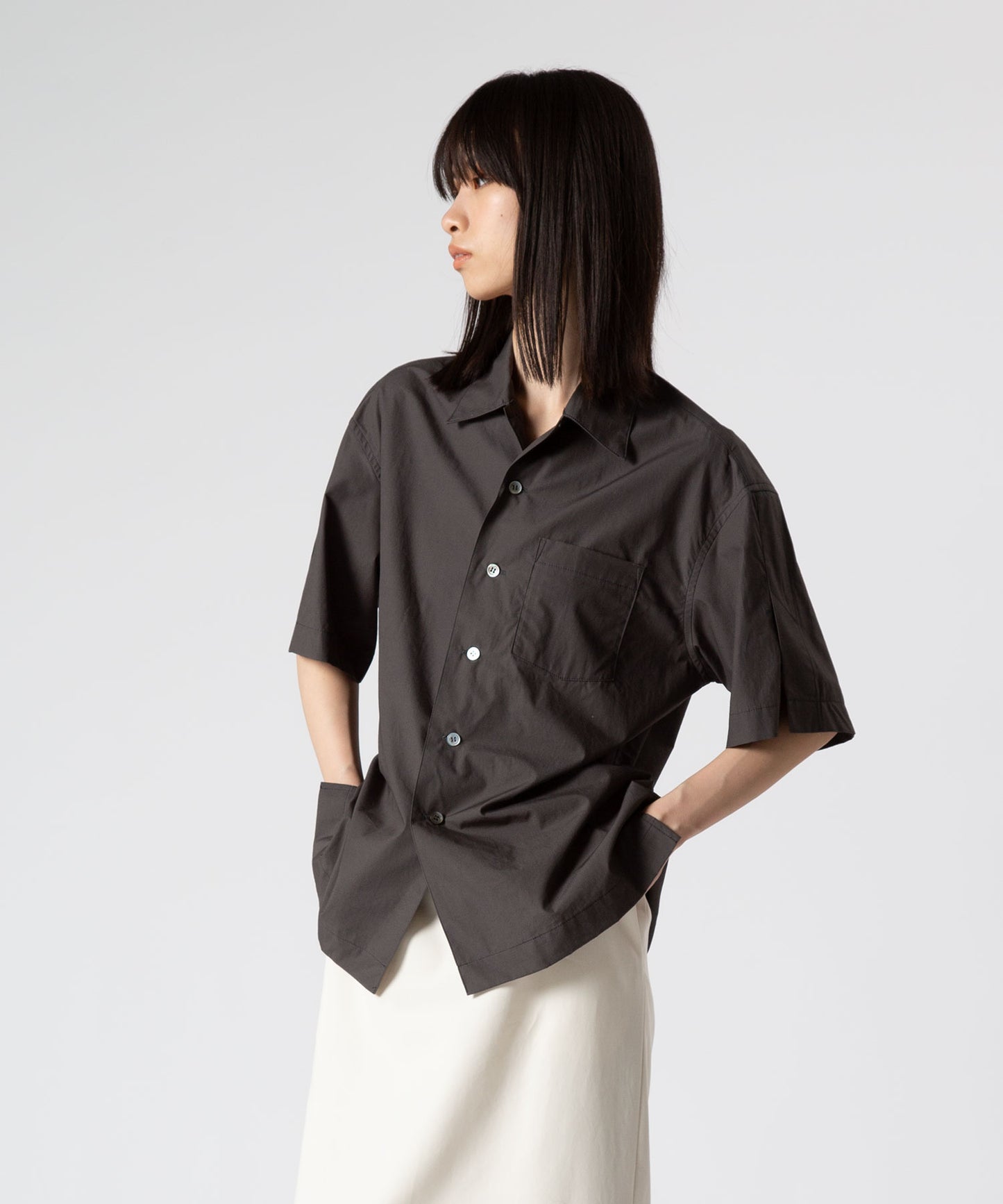 Cotton Slit Short-Sleeve Shirt