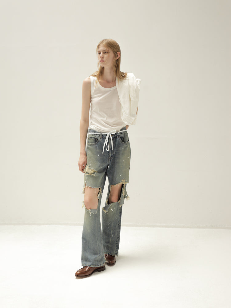 Cow Leather Shoelace Belt