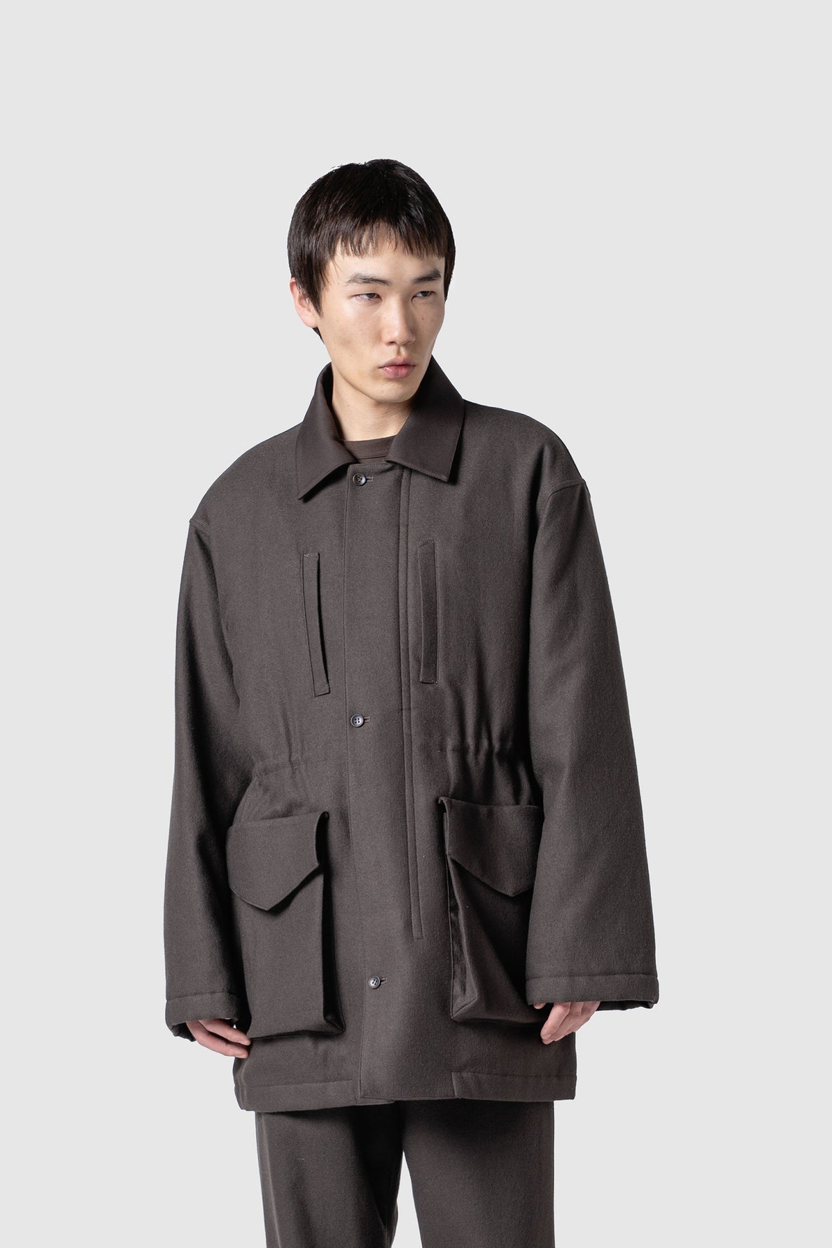 WOOL TWEED KILTED COAT