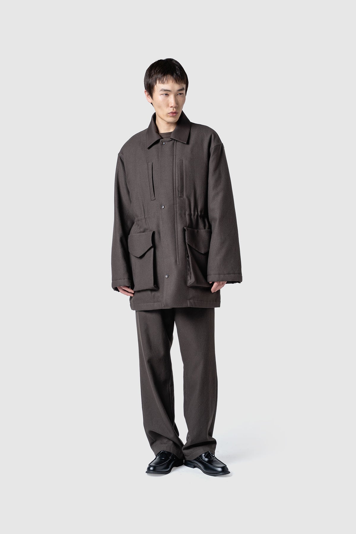 WOOL TWEED KILTED COAT