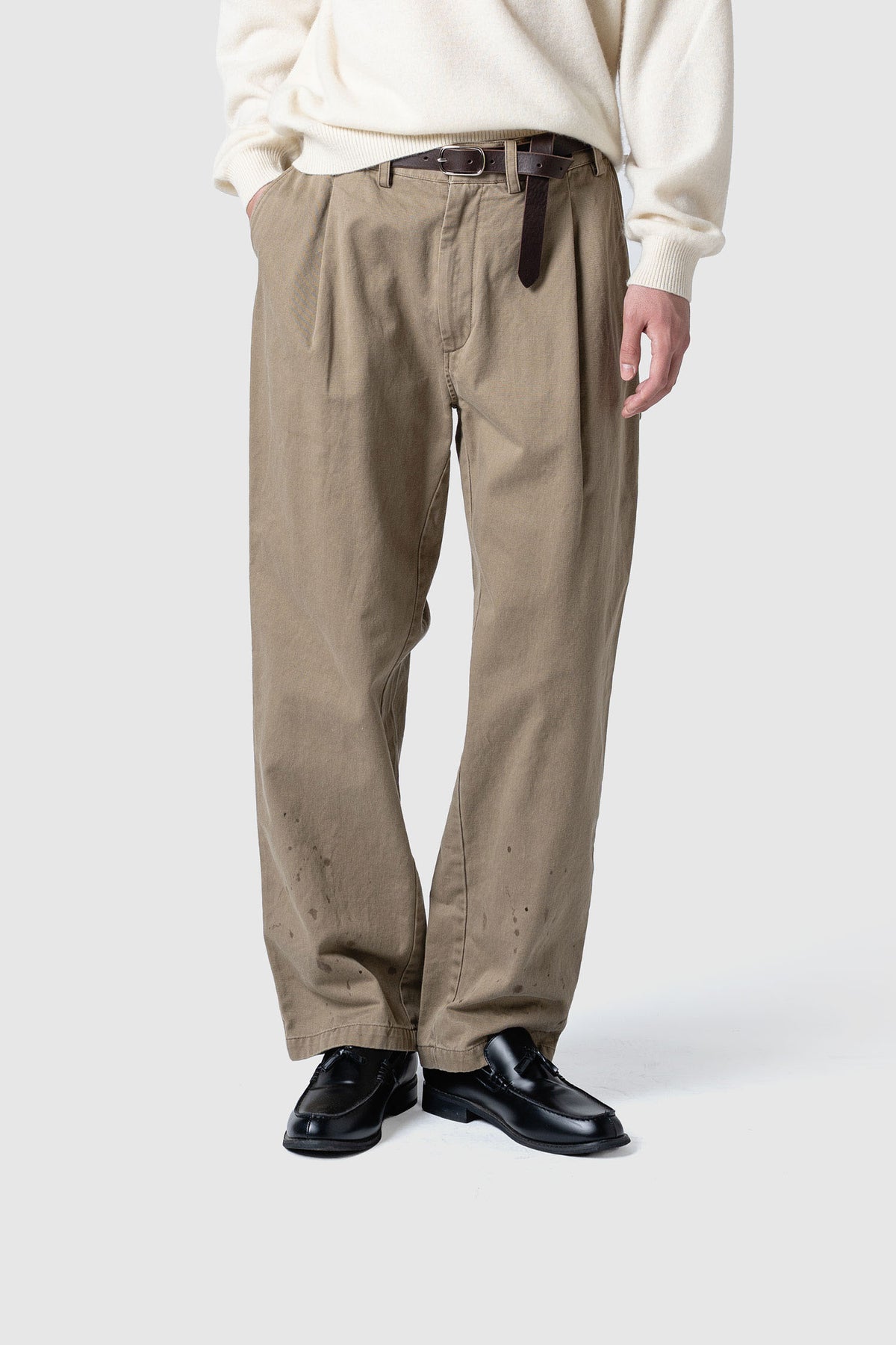 COTTON DRIPPING TUCK PANTS