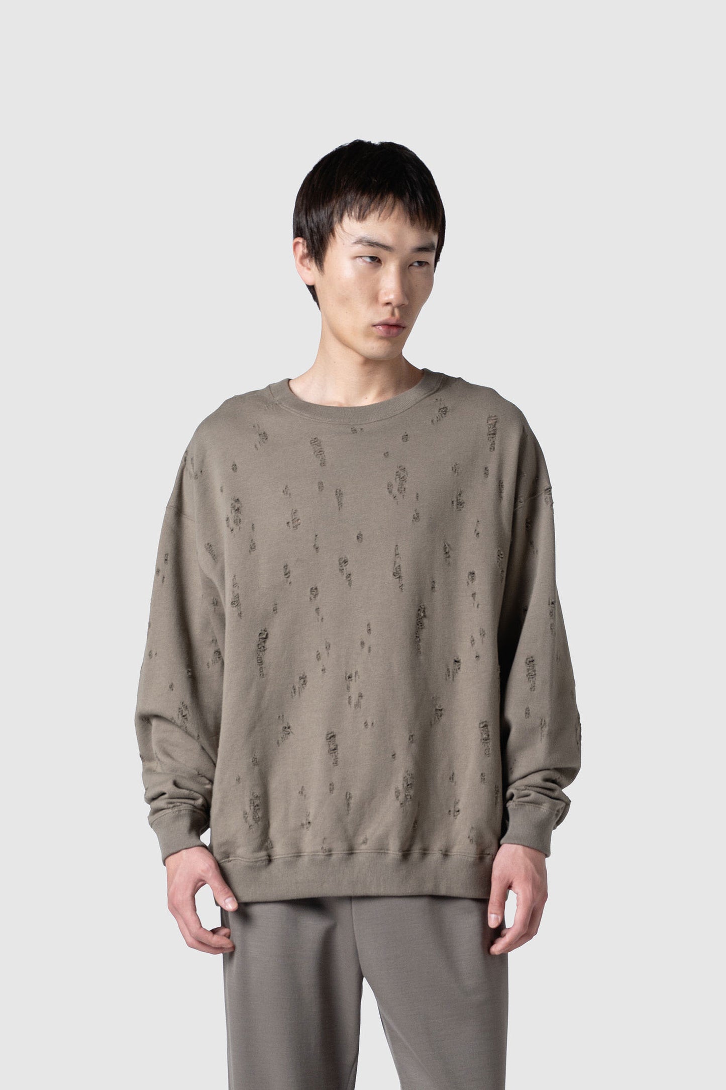 COTTON DAMAGED SWEAT TOP