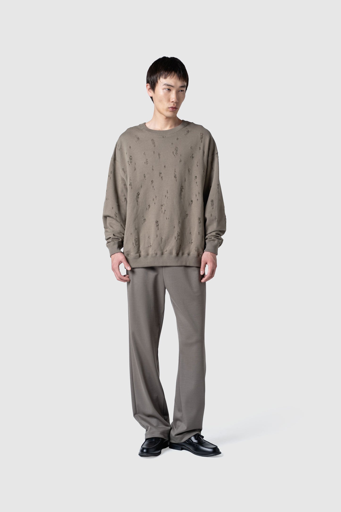 COTTON DAMAGED SWEAT TOP