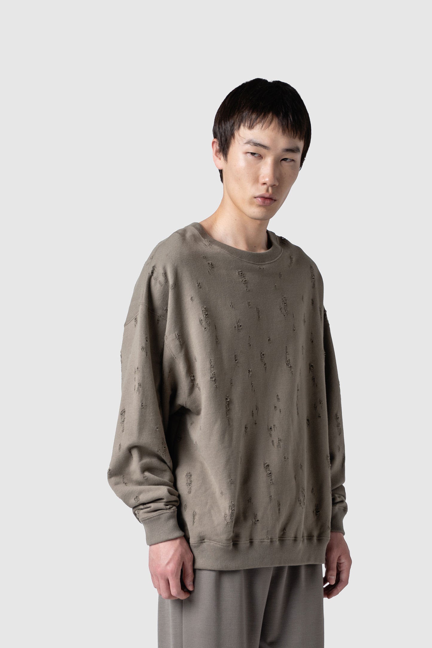 COTTON DAMAGED SWEAT TOP
