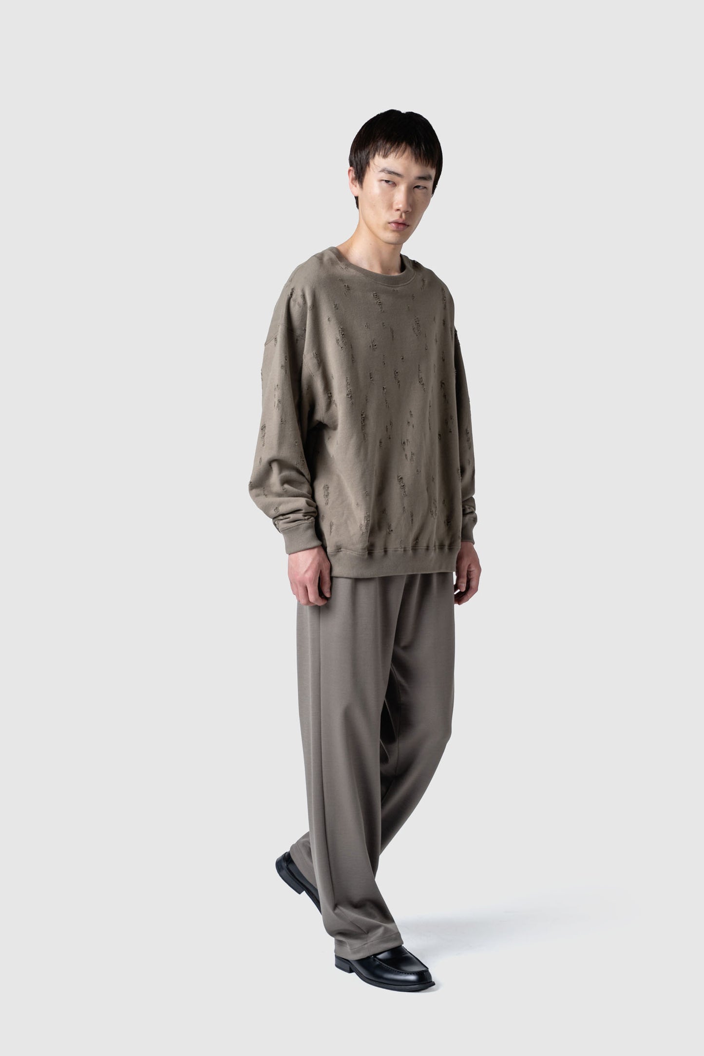 COTTON DAMAGED SWEAT TOP