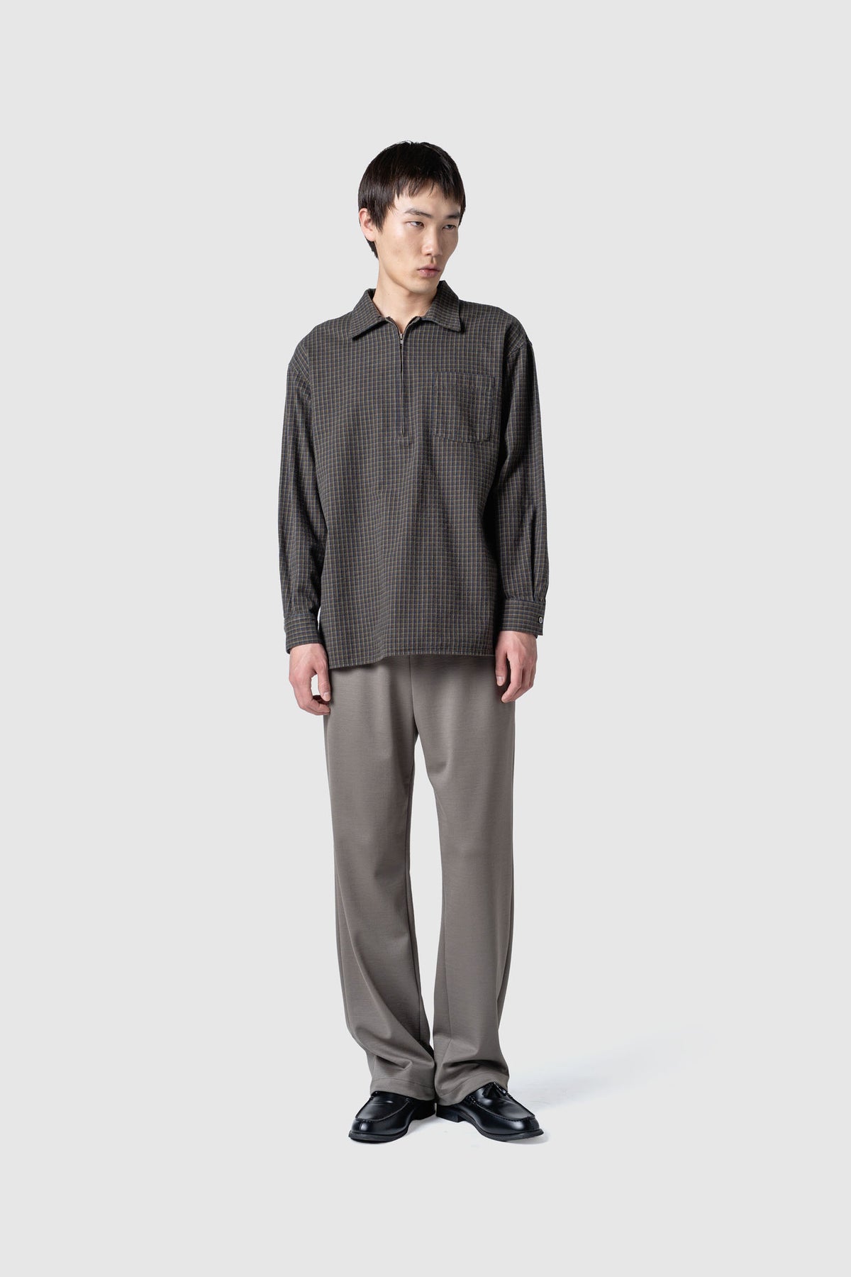 FLANNEL CHECK COTTON ZIP TOP