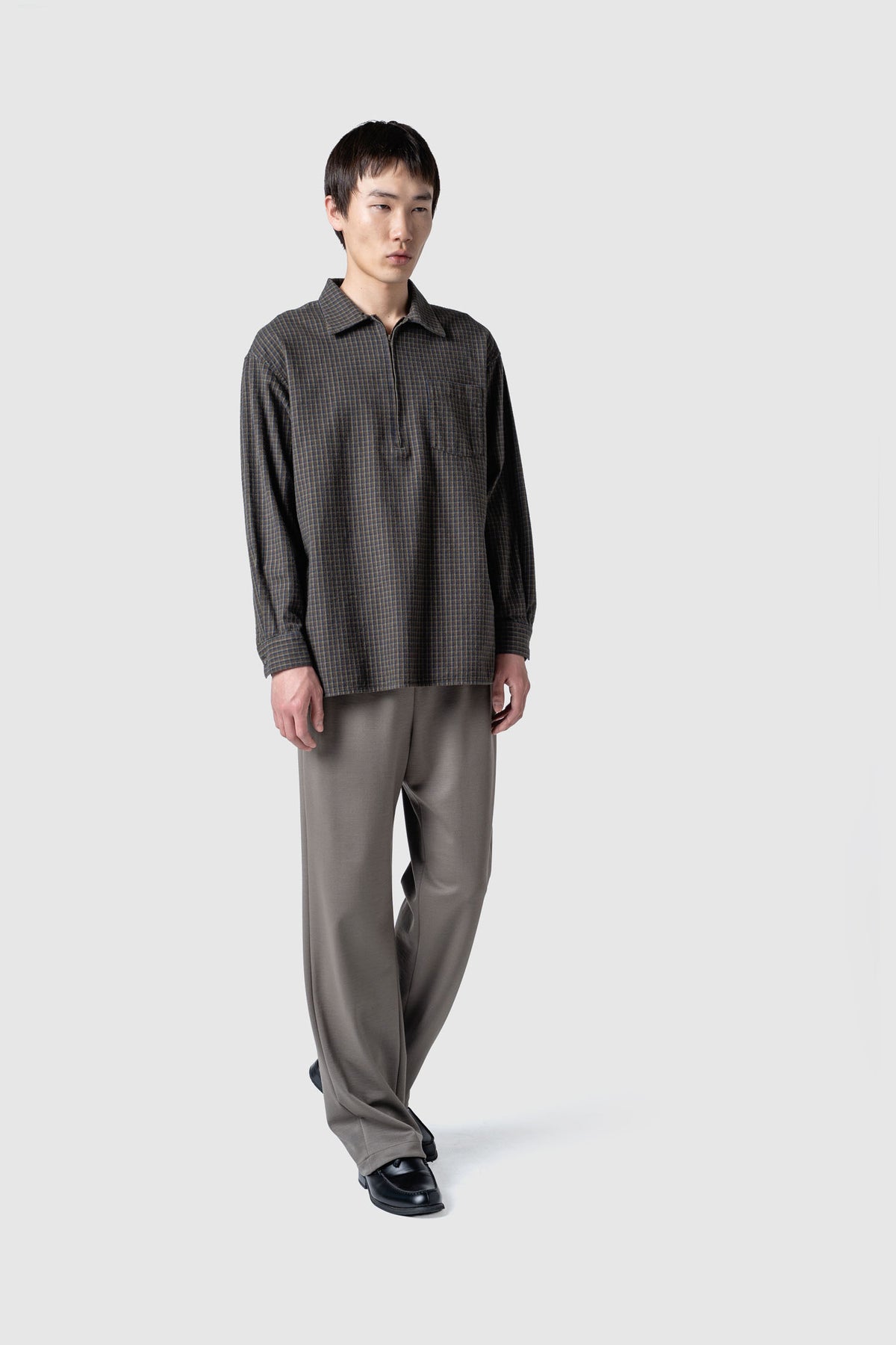 FLANNEL CHECK COTTON ZIP TOP