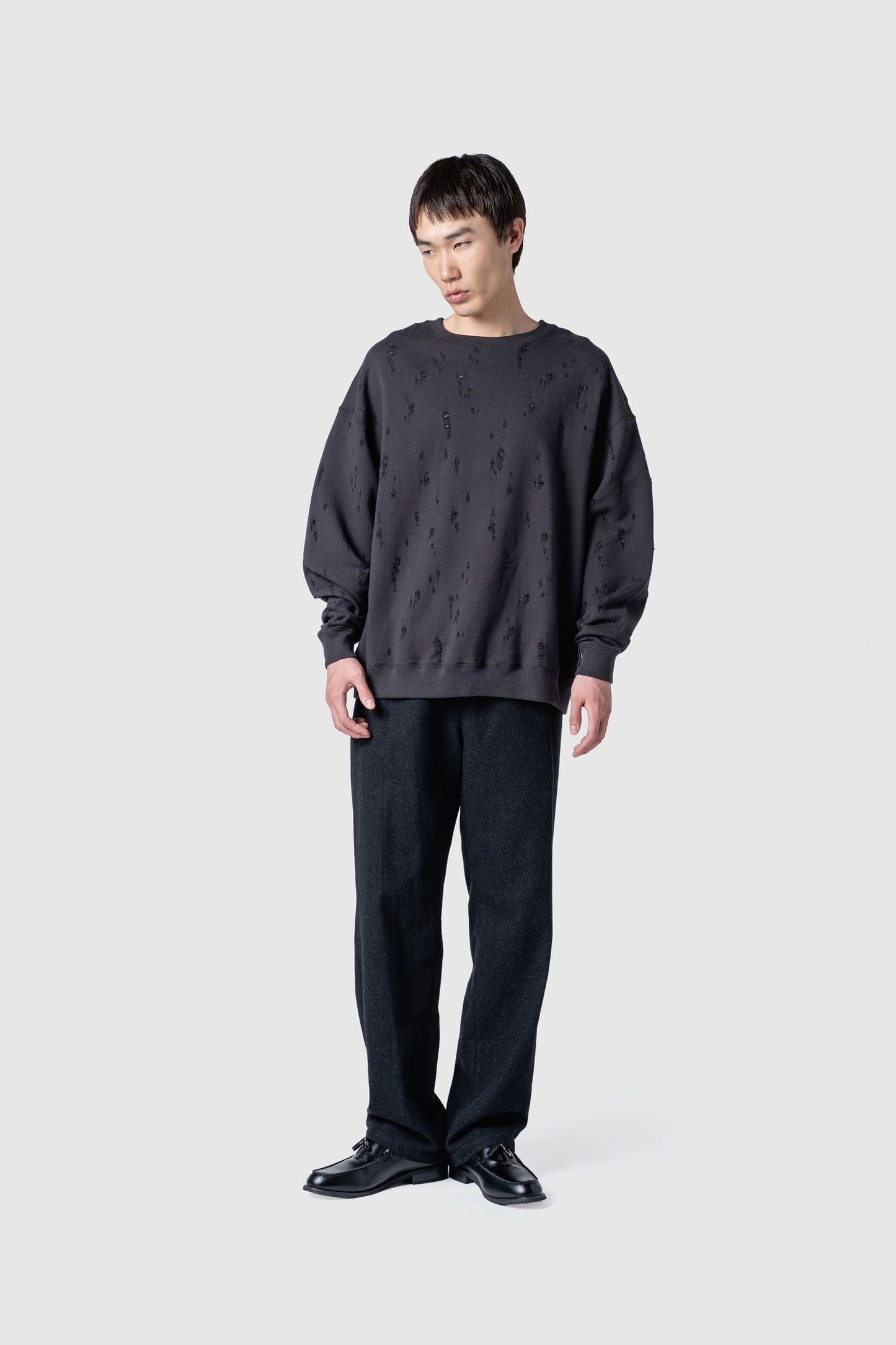 COTTON DAMAGED SWEAT TOP