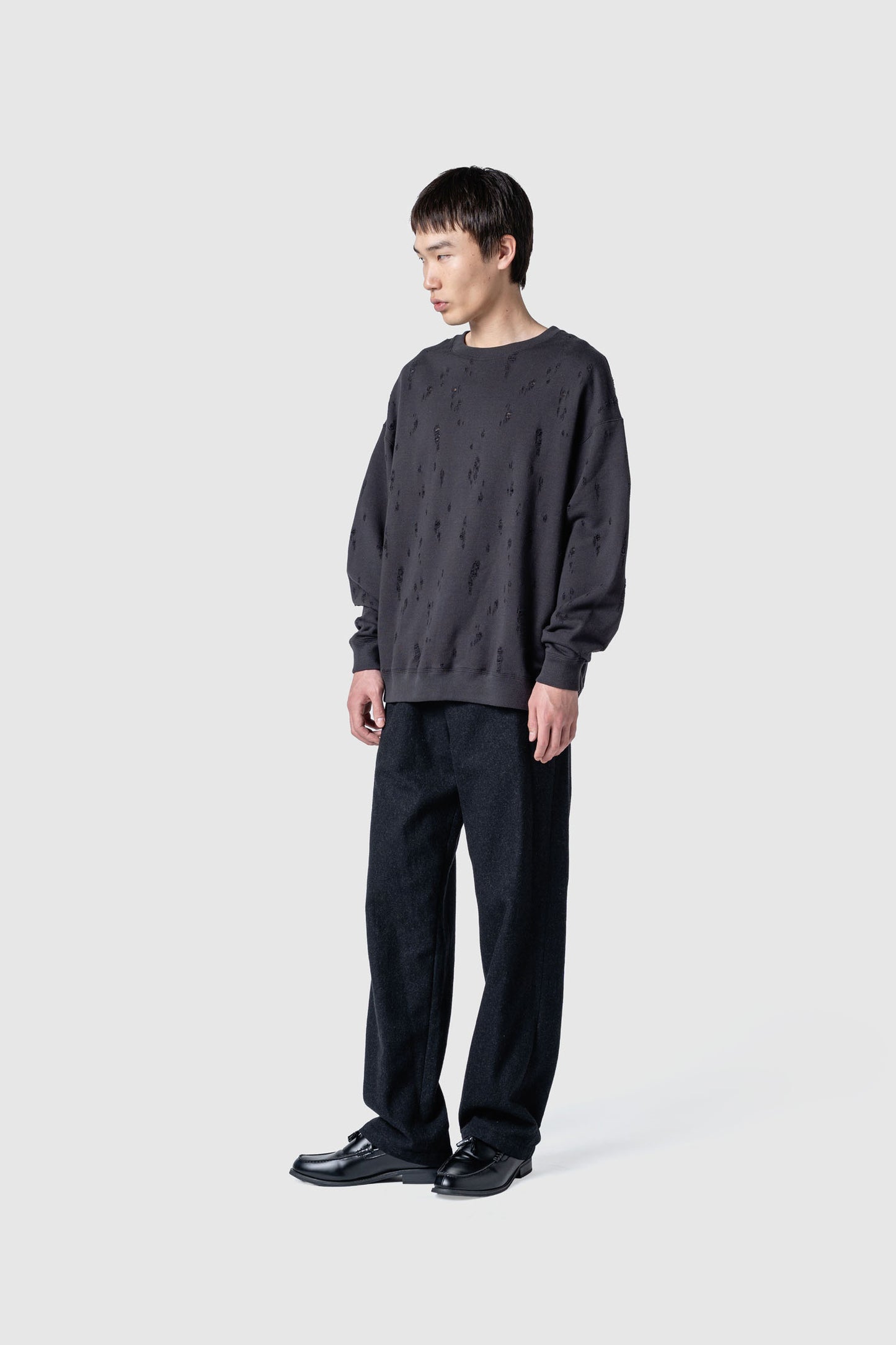 COTTON DAMAGED SWEAT TOP