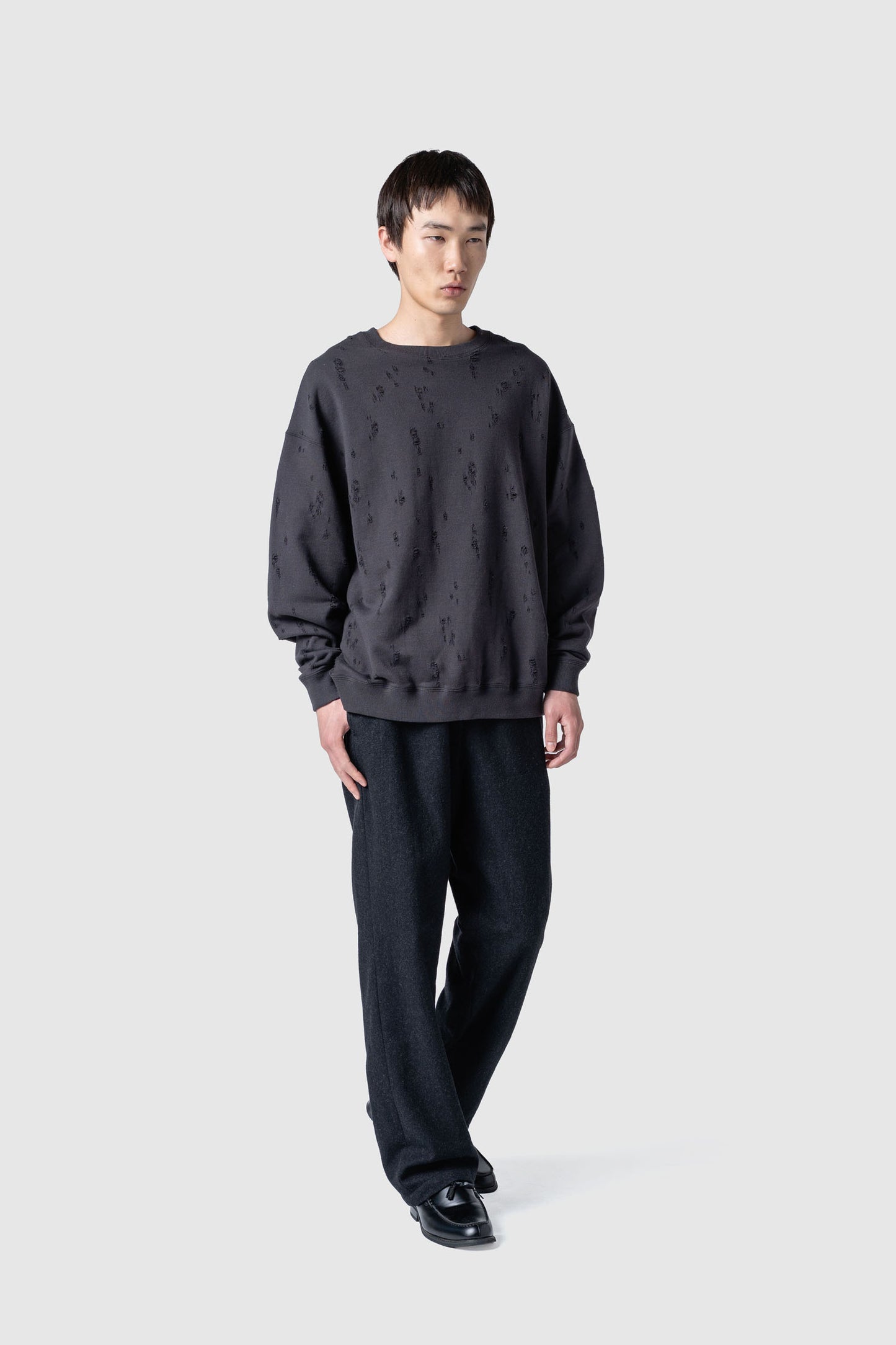 COTTON DAMAGED SWEAT TOP