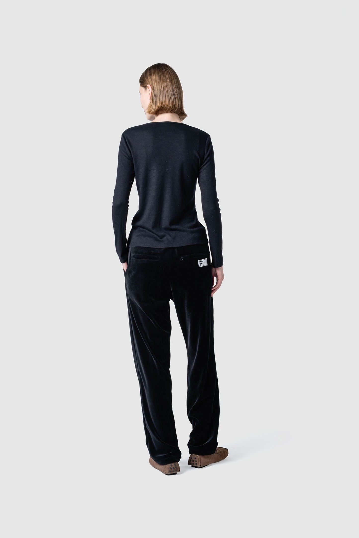 WOOL SHEER JERSEY HENRY NECK TOP
