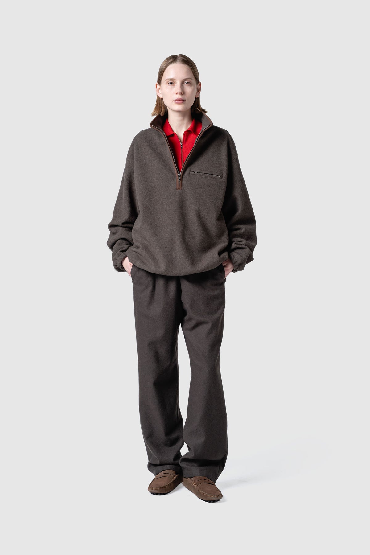 HIGH GAGE WOOL FLEECE ZIP TOP