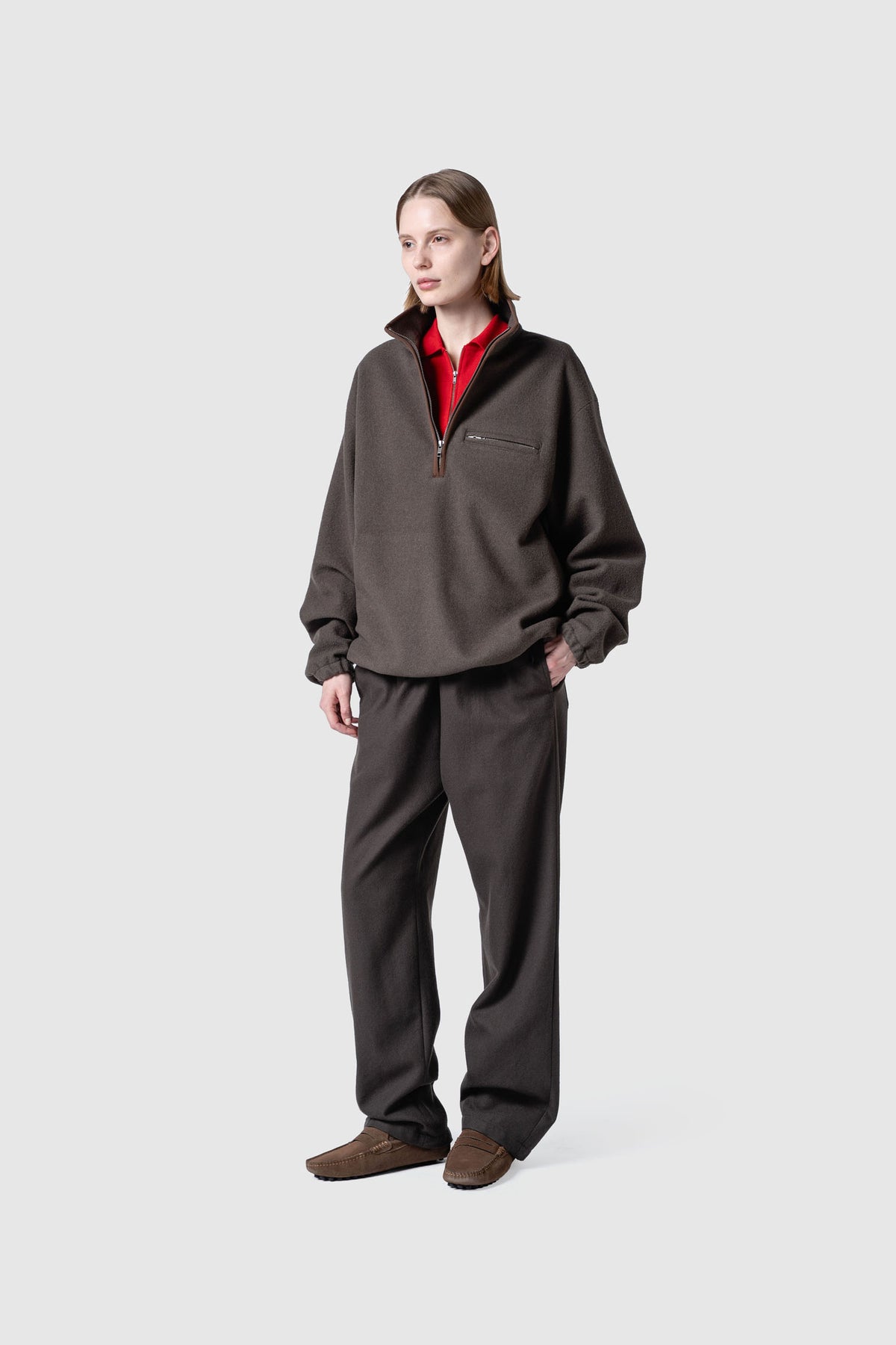 HIGH GAGE WOOL FLEECE ZIP TOP