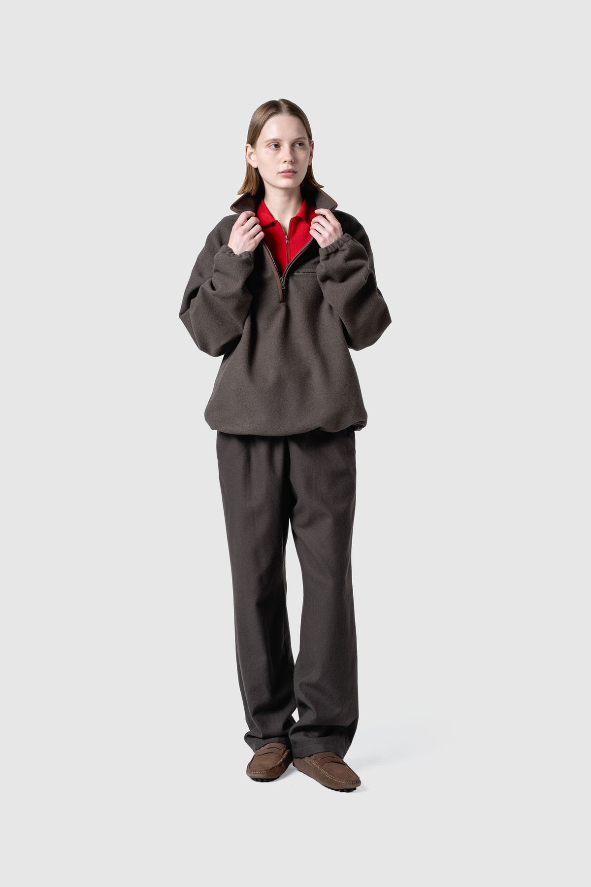 HIGH GAGE WOOL FLEECE ZIP TOP
