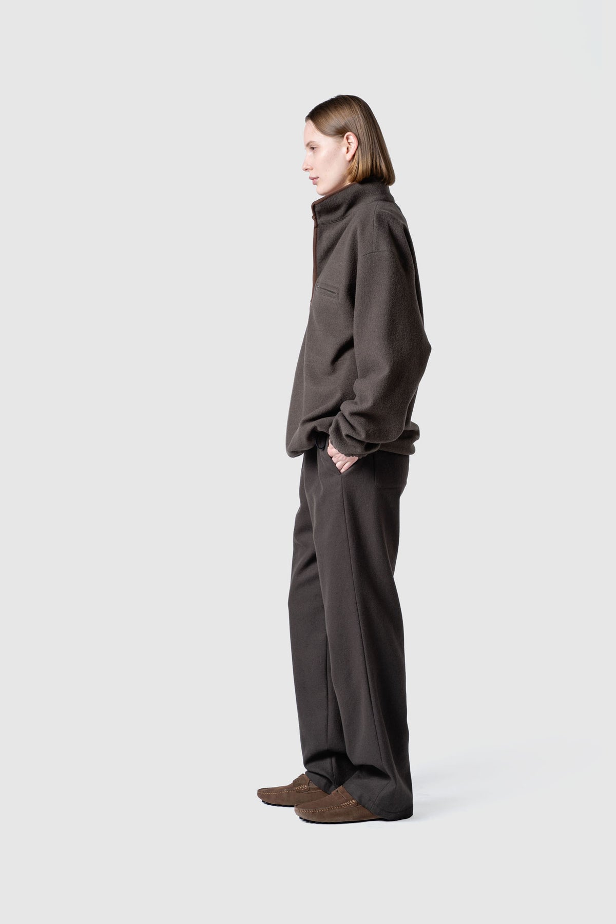 HIGH GAGE WOOL FLEECE ZIP TOP