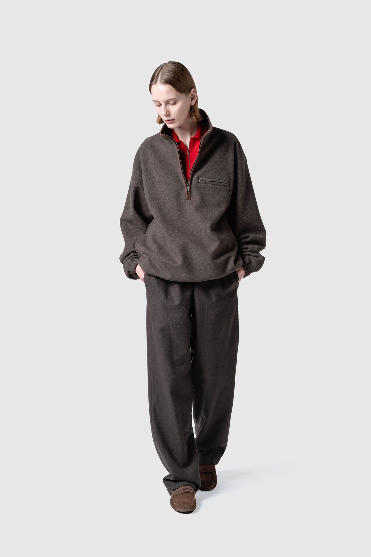 HIGH GAGE WOOL FLEECE ZIP TOP