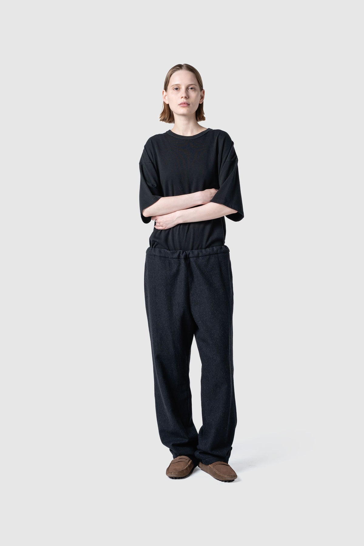 WOOL TWEED WIDE PANTS