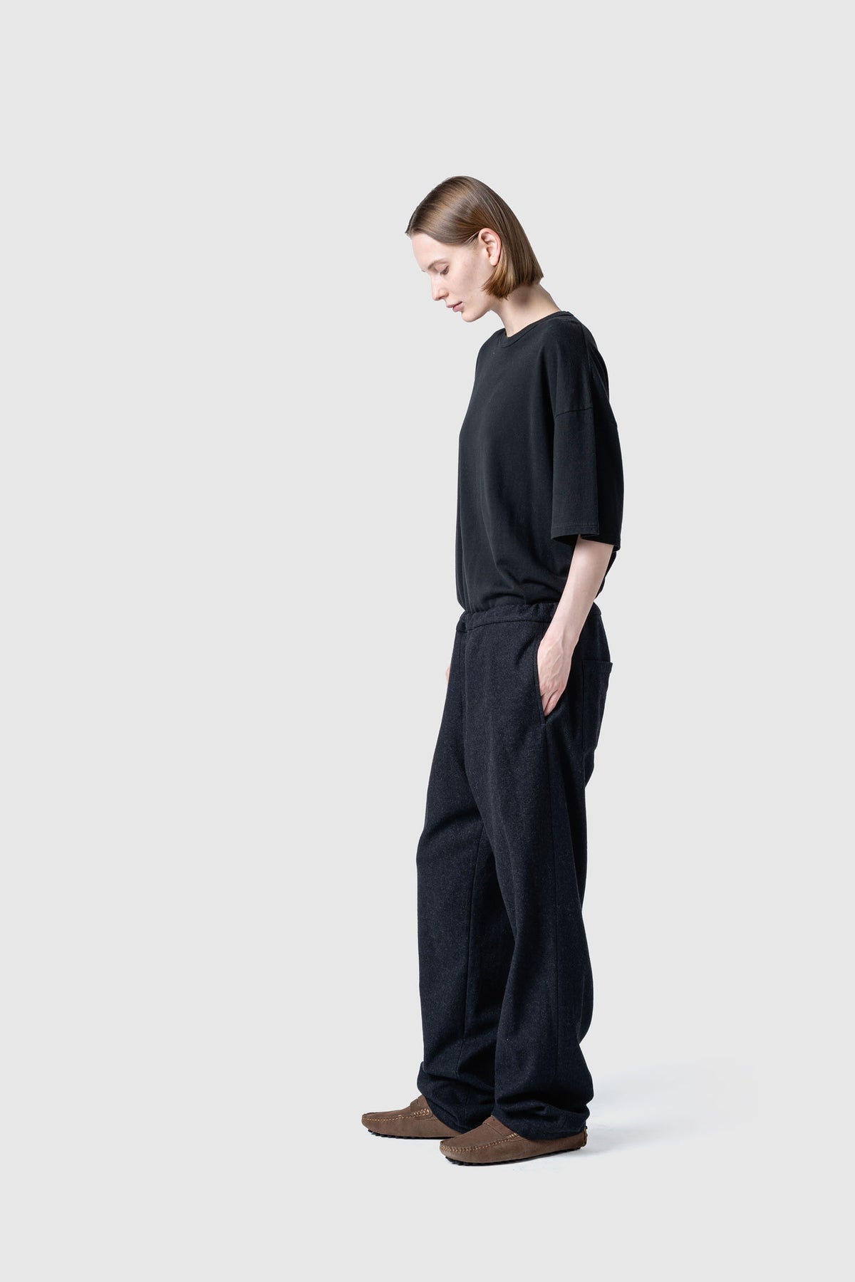 WOOL TWEED WIDE PANTS