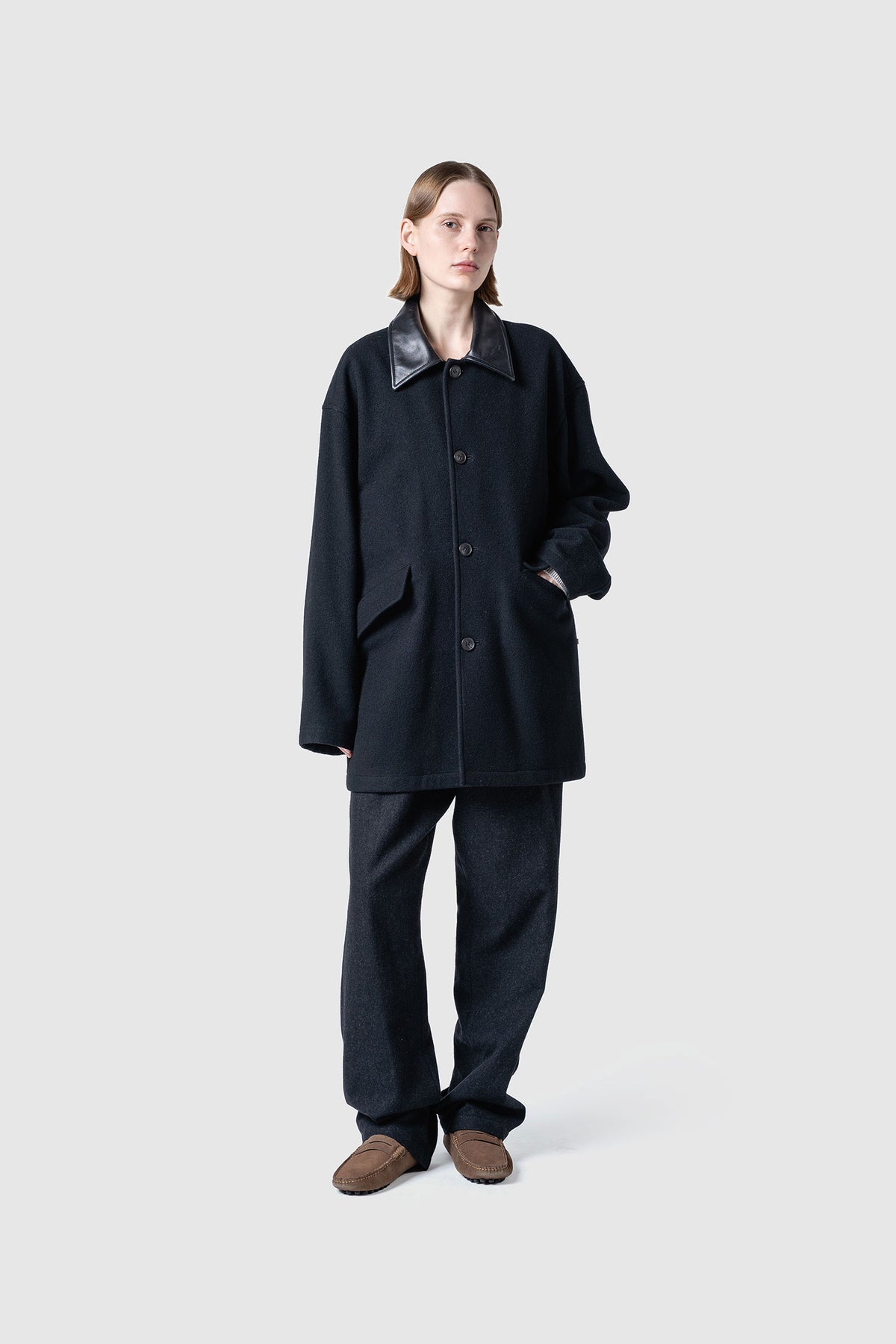 HIGH GAGE WOOL FLEECE HALF COAT