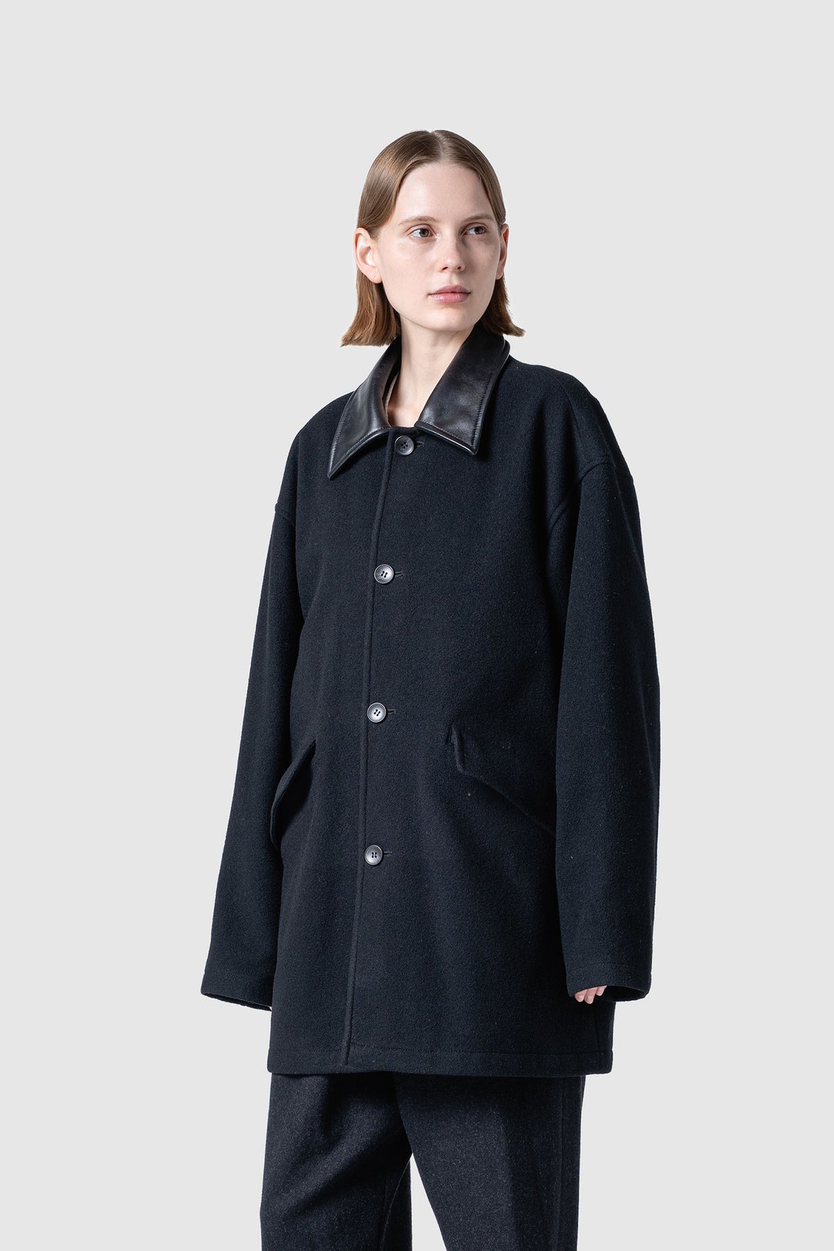 HIGH GAGE WOOL FLEECE HALF COAT