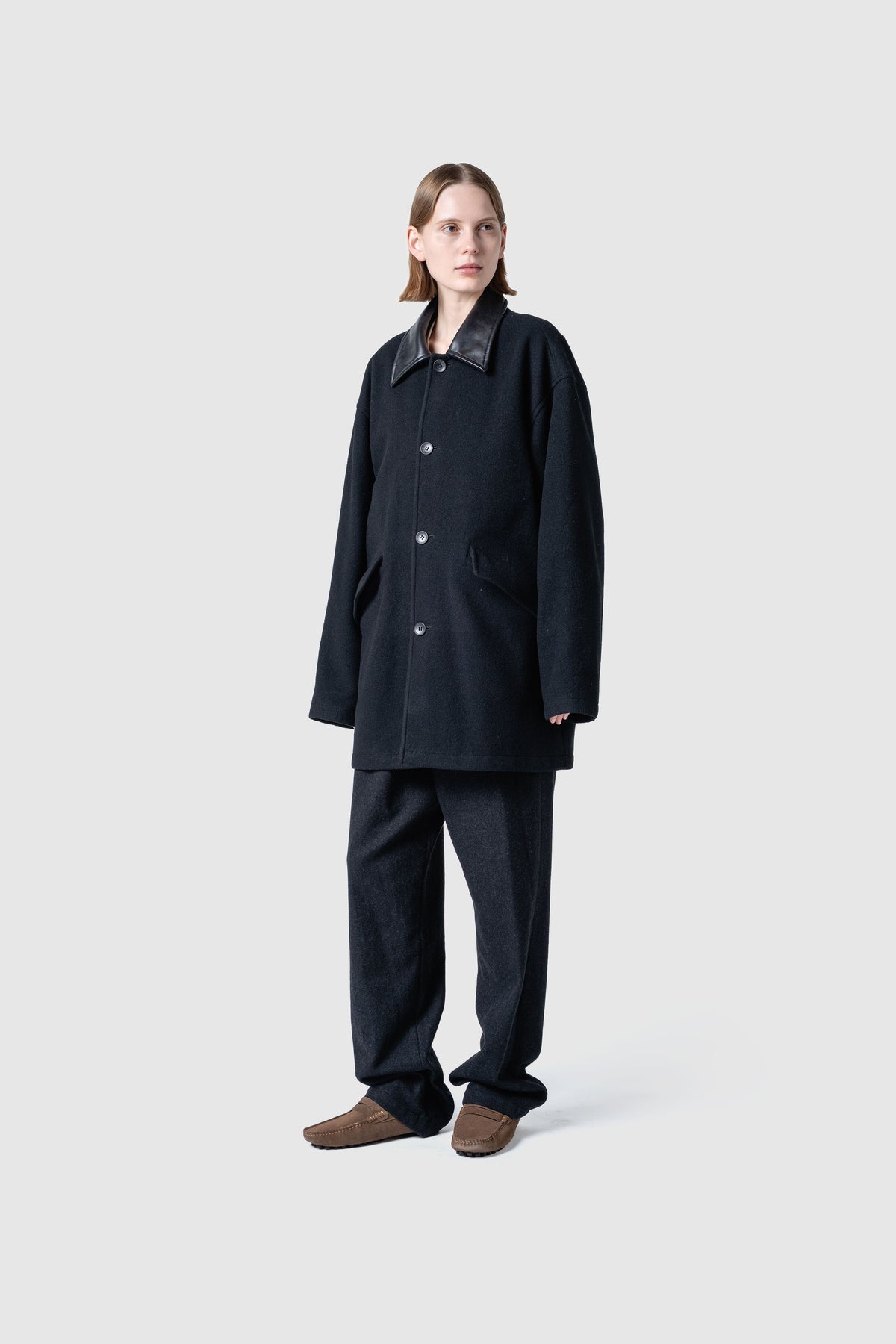 HIGH GAGE WOOL FLEECE HALF COAT