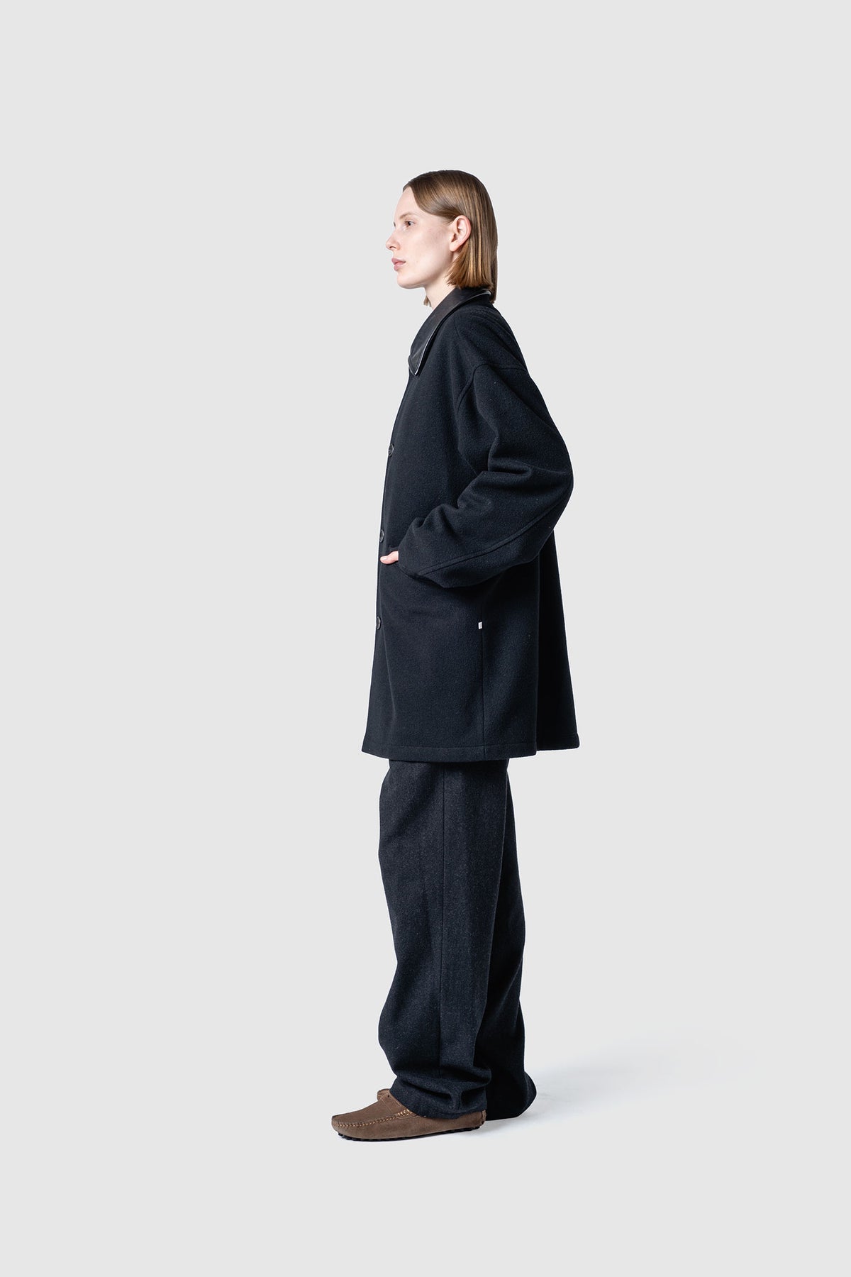 HIGH GAGE WOOL FLEECE HALF COAT