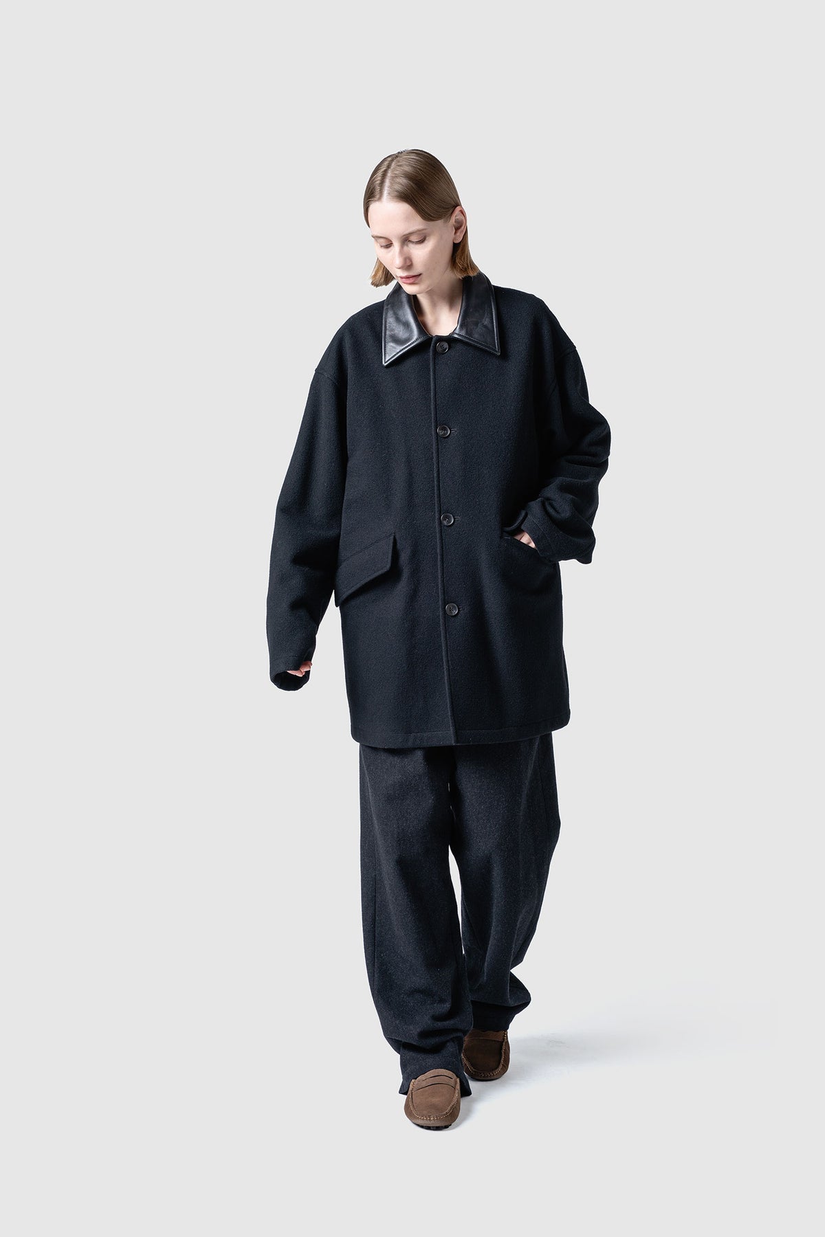 HIGH GAGE WOOL FLEECE HALF COAT