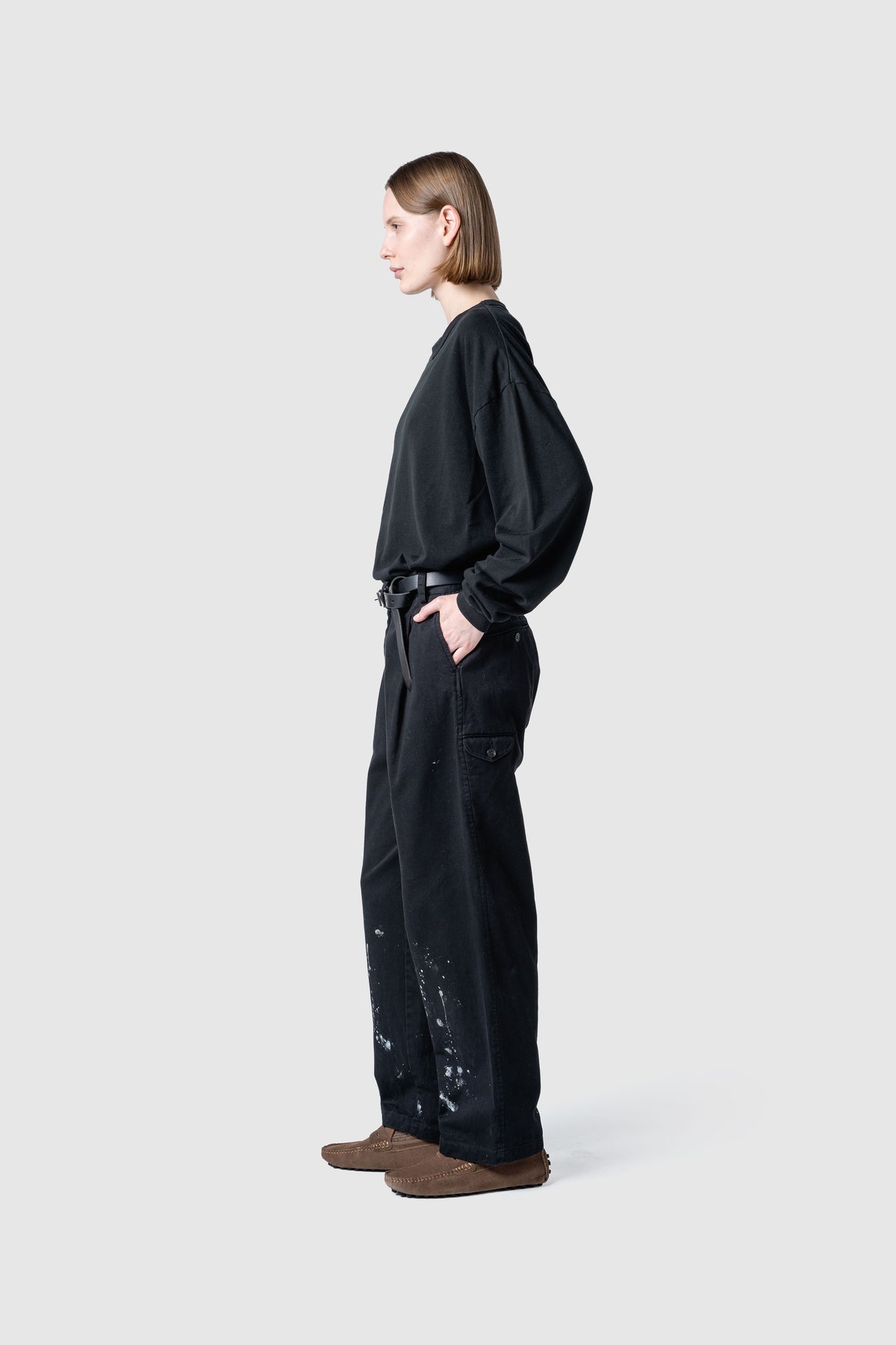 COTTON DRIPPING TUCK PANTS