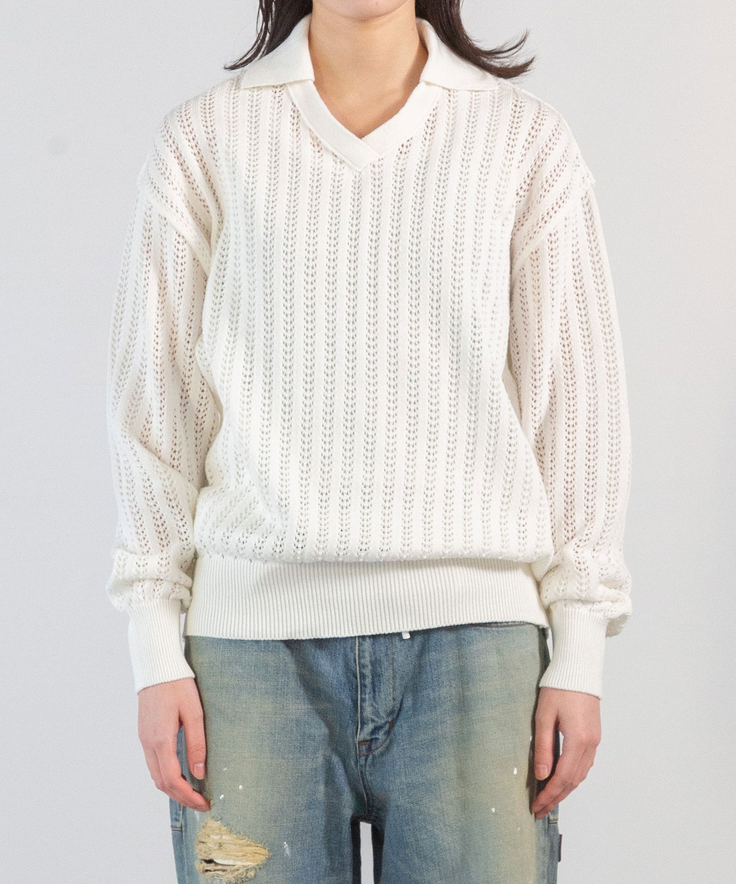 Cotton Knit Polo Top