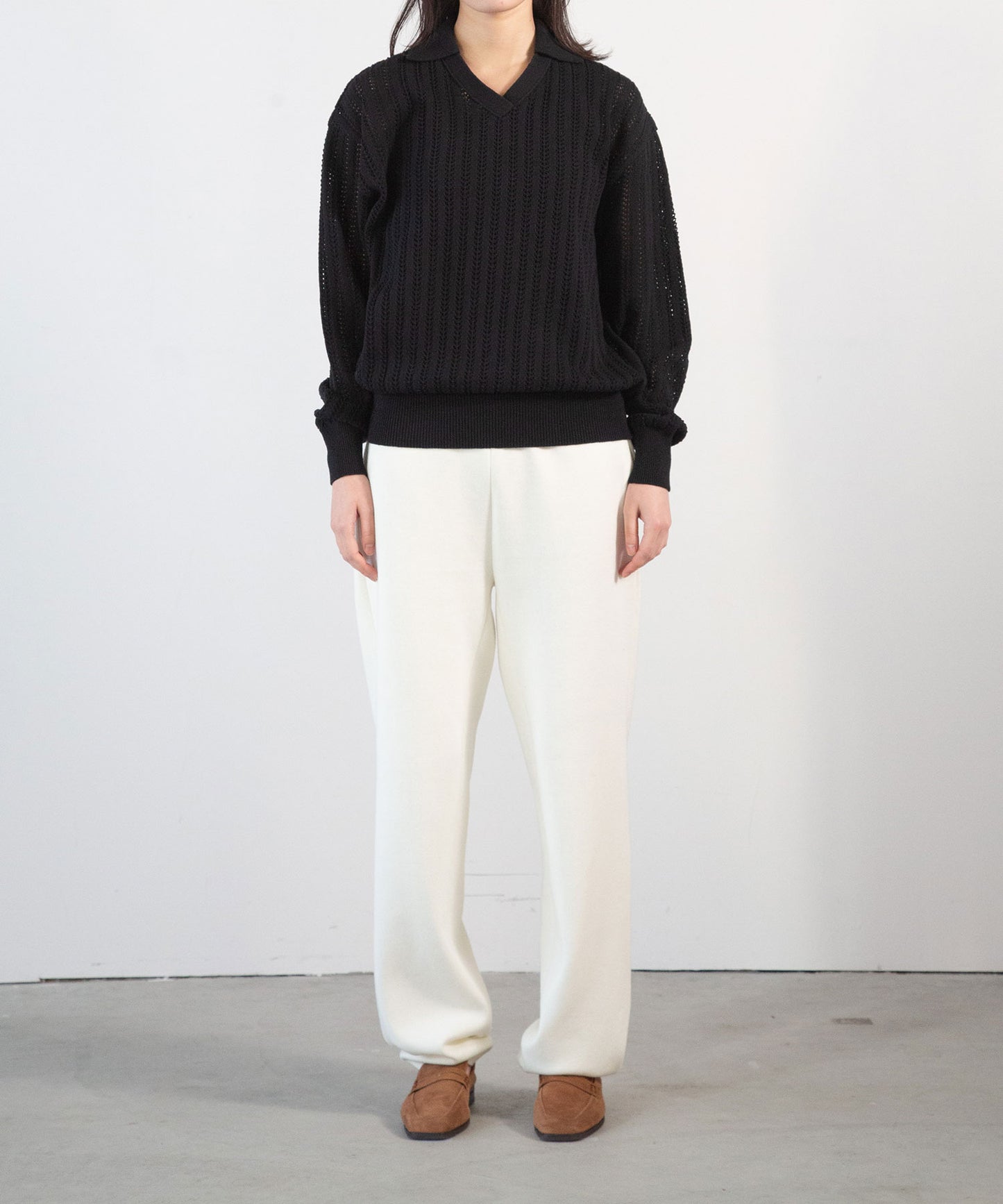 Cotton Knit Polo Top