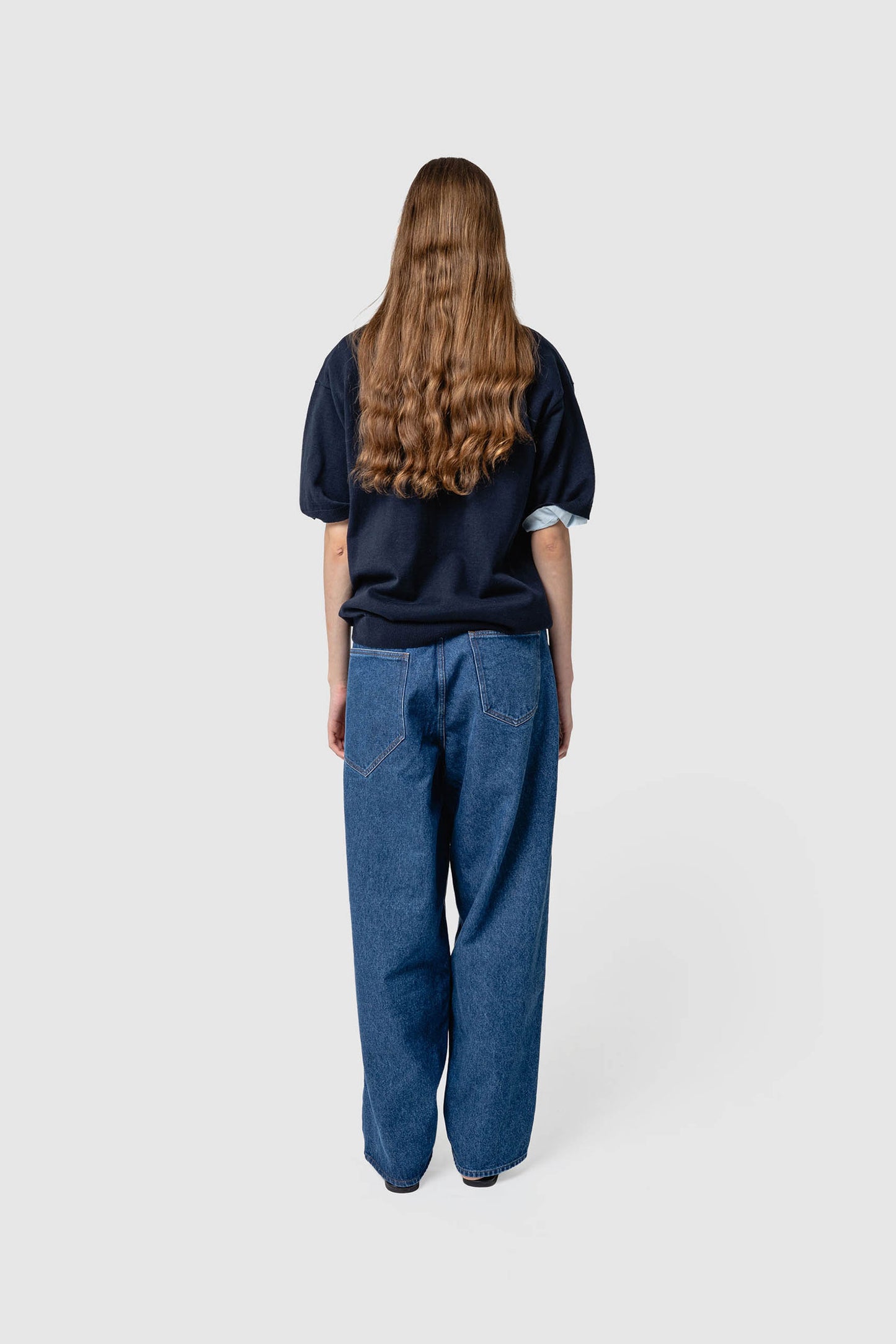 LINEN/COTTON KNIT POLO TOP