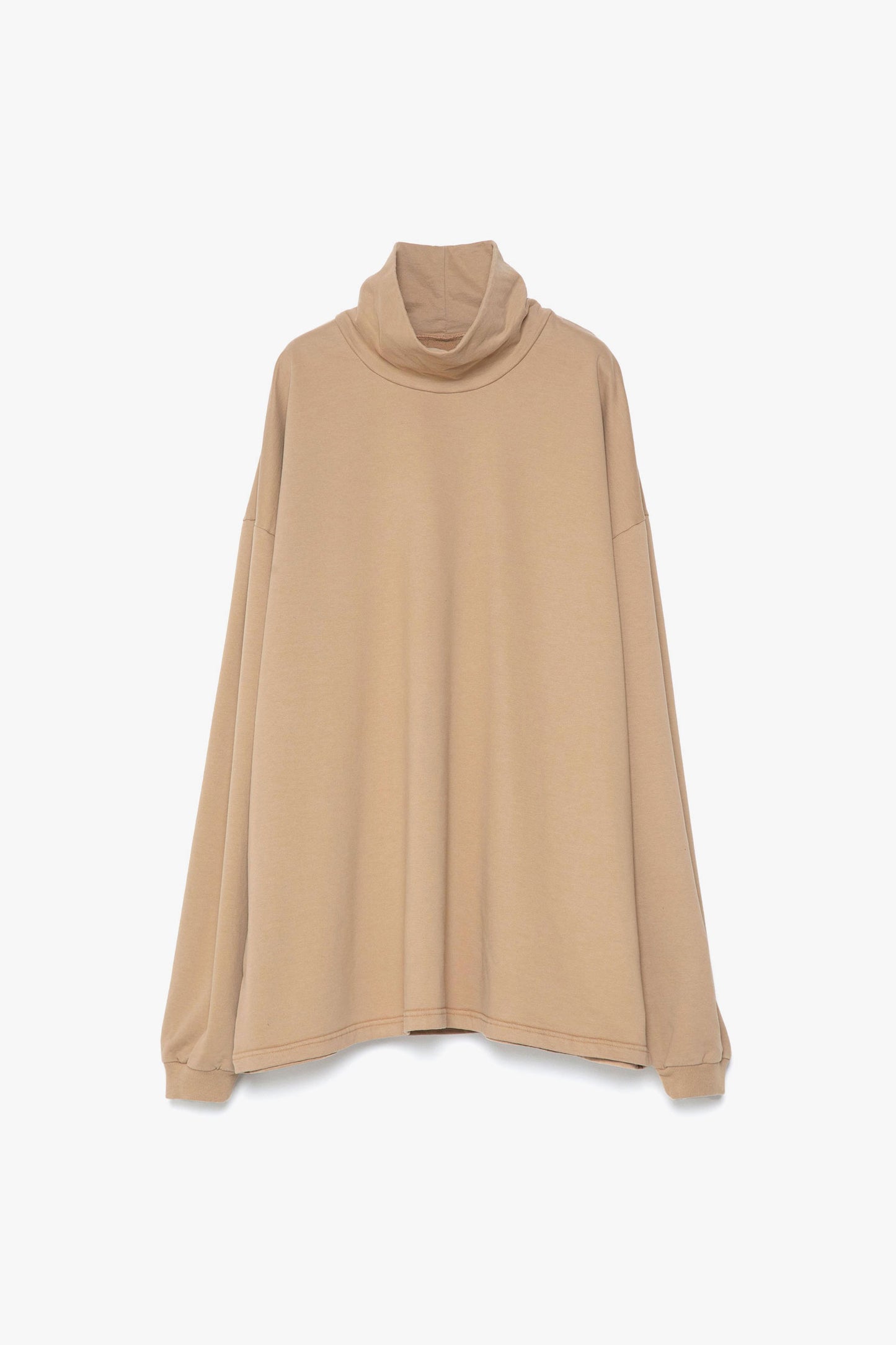 Brushed Cotton Pile Mock Neck T-shirt