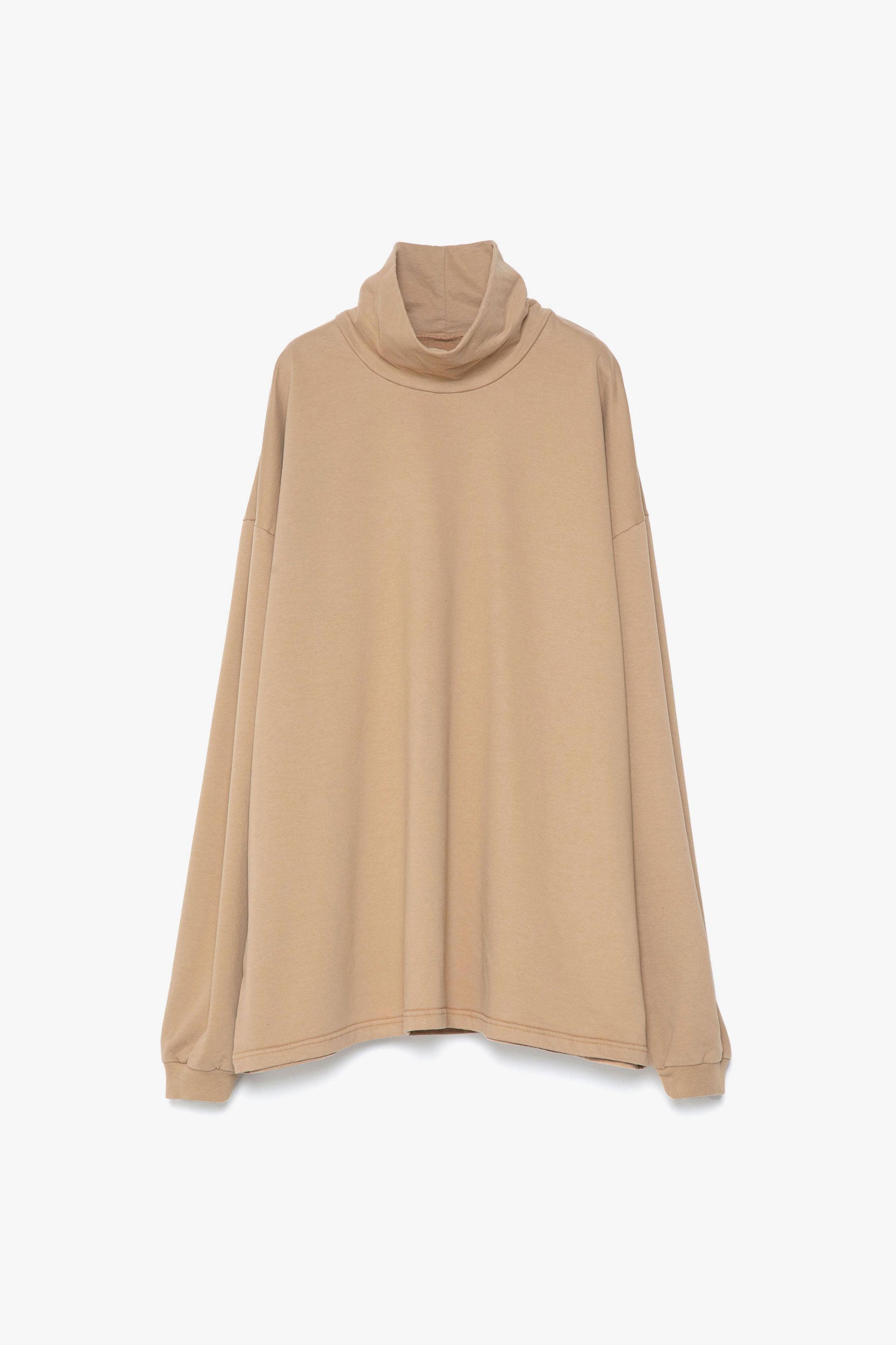 Brushed Cotton Pile Mock Neck T-shirt
