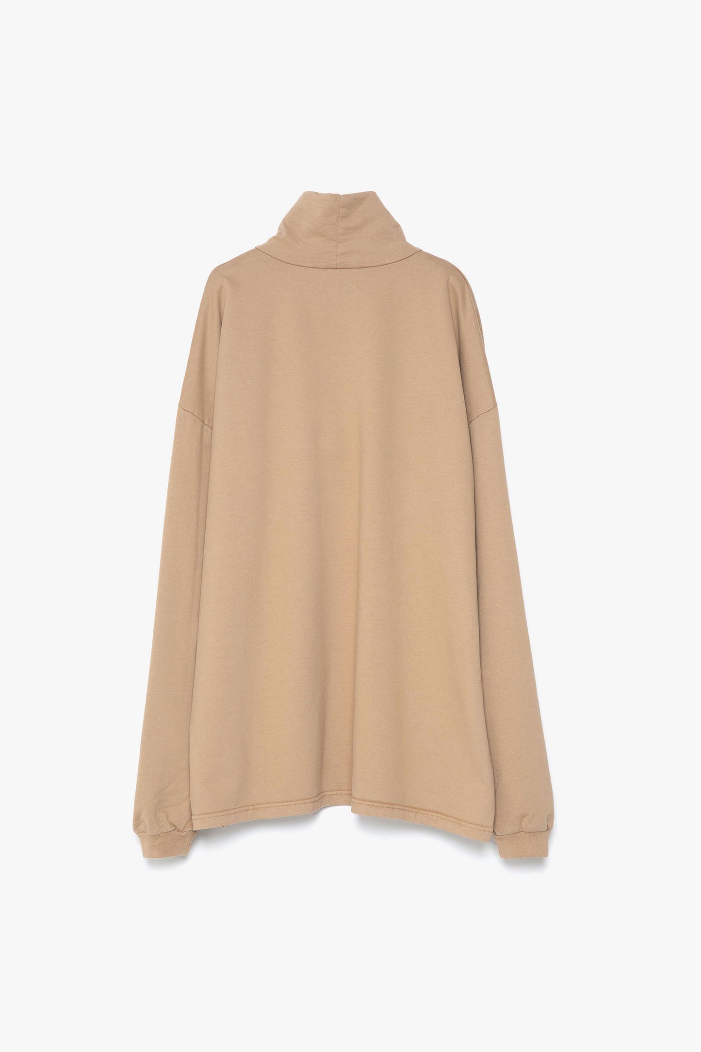 Brushed Cotton Pile Mock Neck T-shirt