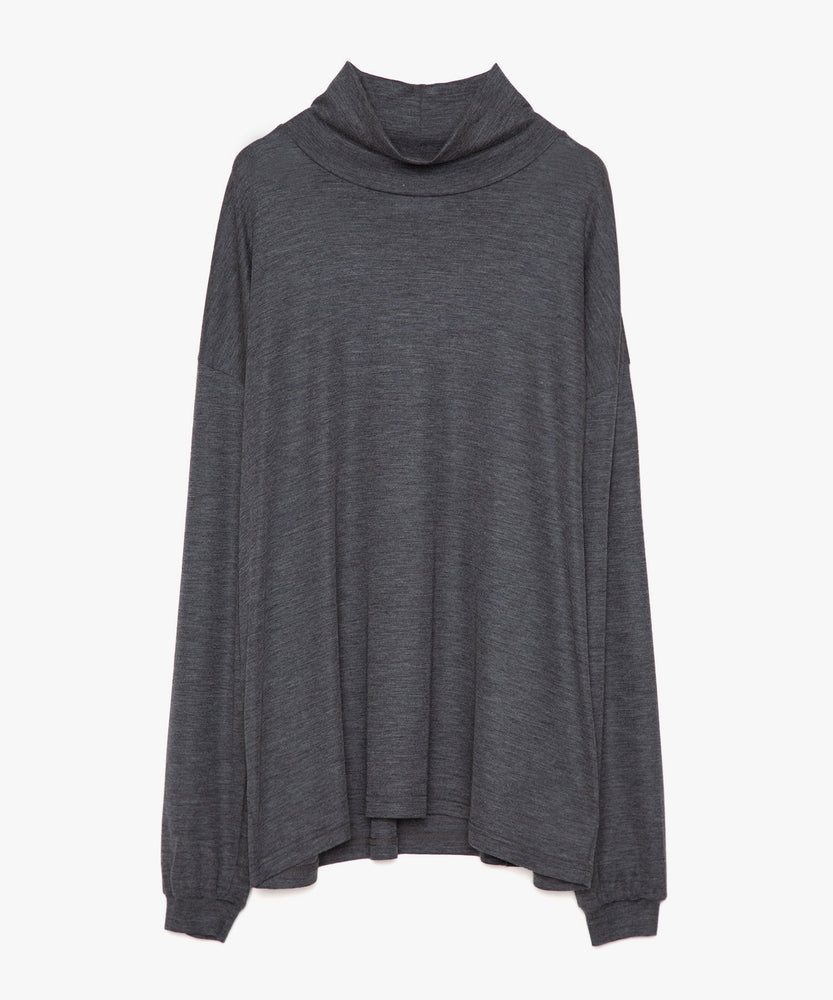 Wool Jersey Mock Neck T-Shirt