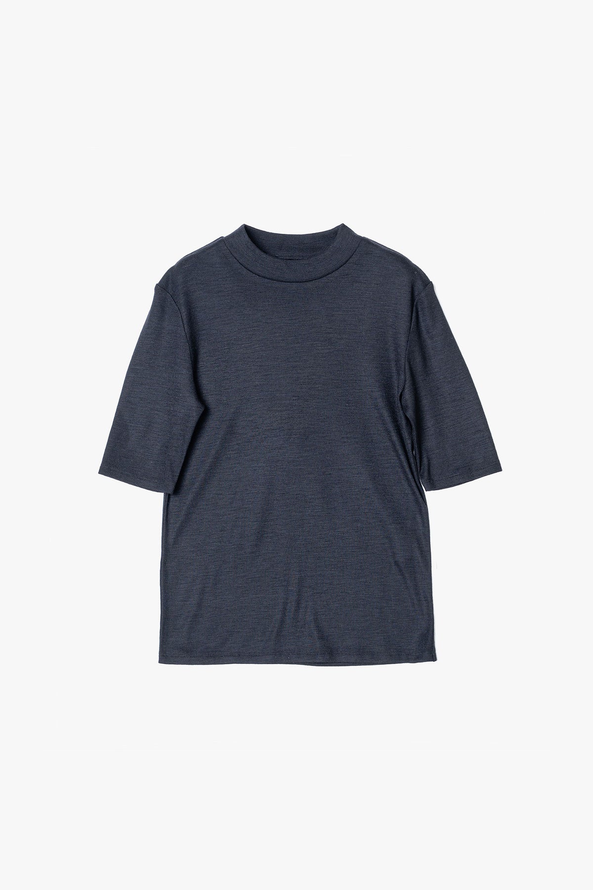 WOOL SHEER JERSEY BOTTLE NECK TOP