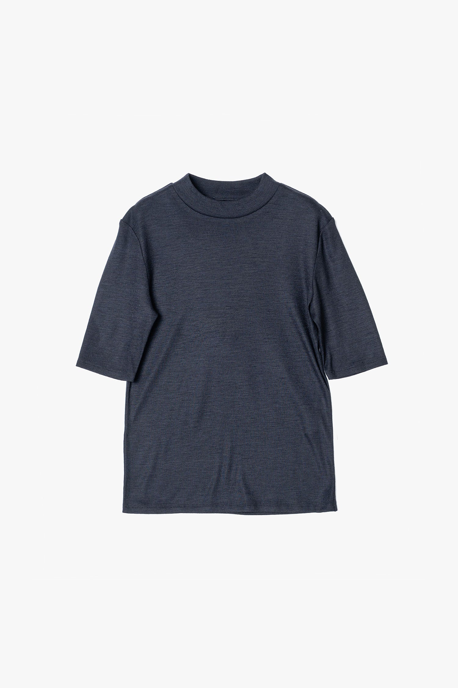 WOOL SHEER JERSEY BOTTLE NECK TOP