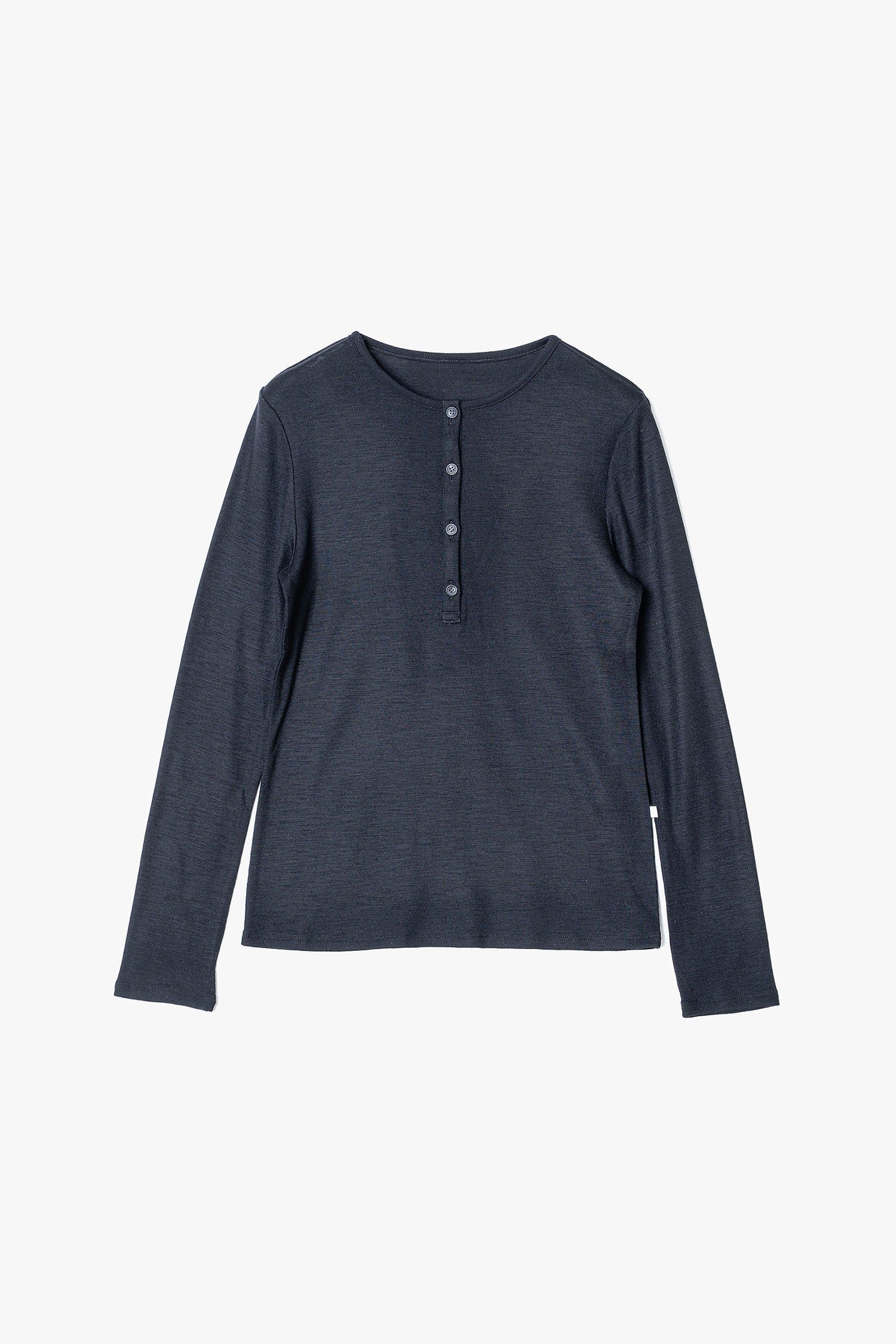 WOOL SHEER JERSEY HENRY NECK TOP