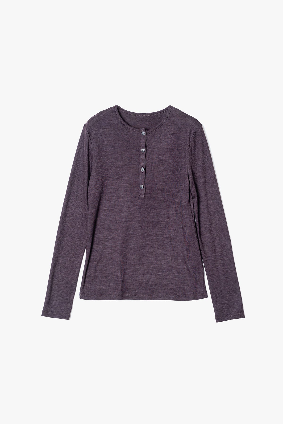 WOOL SHEER JERSEY HENRY NECK TOP