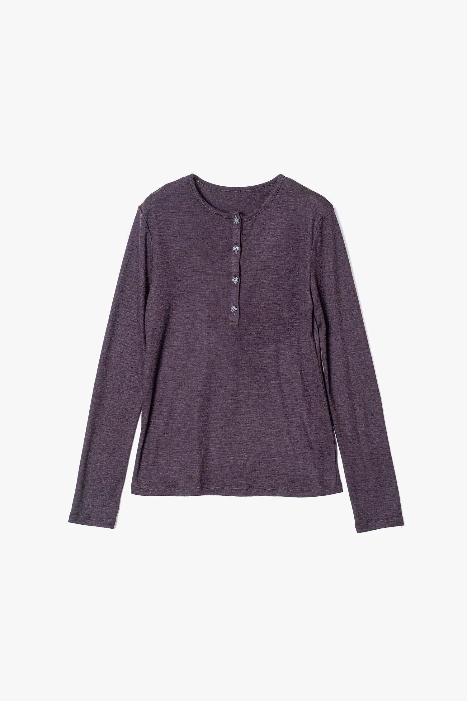 WOOL SHEER JERSEY HENRY NECK TOP